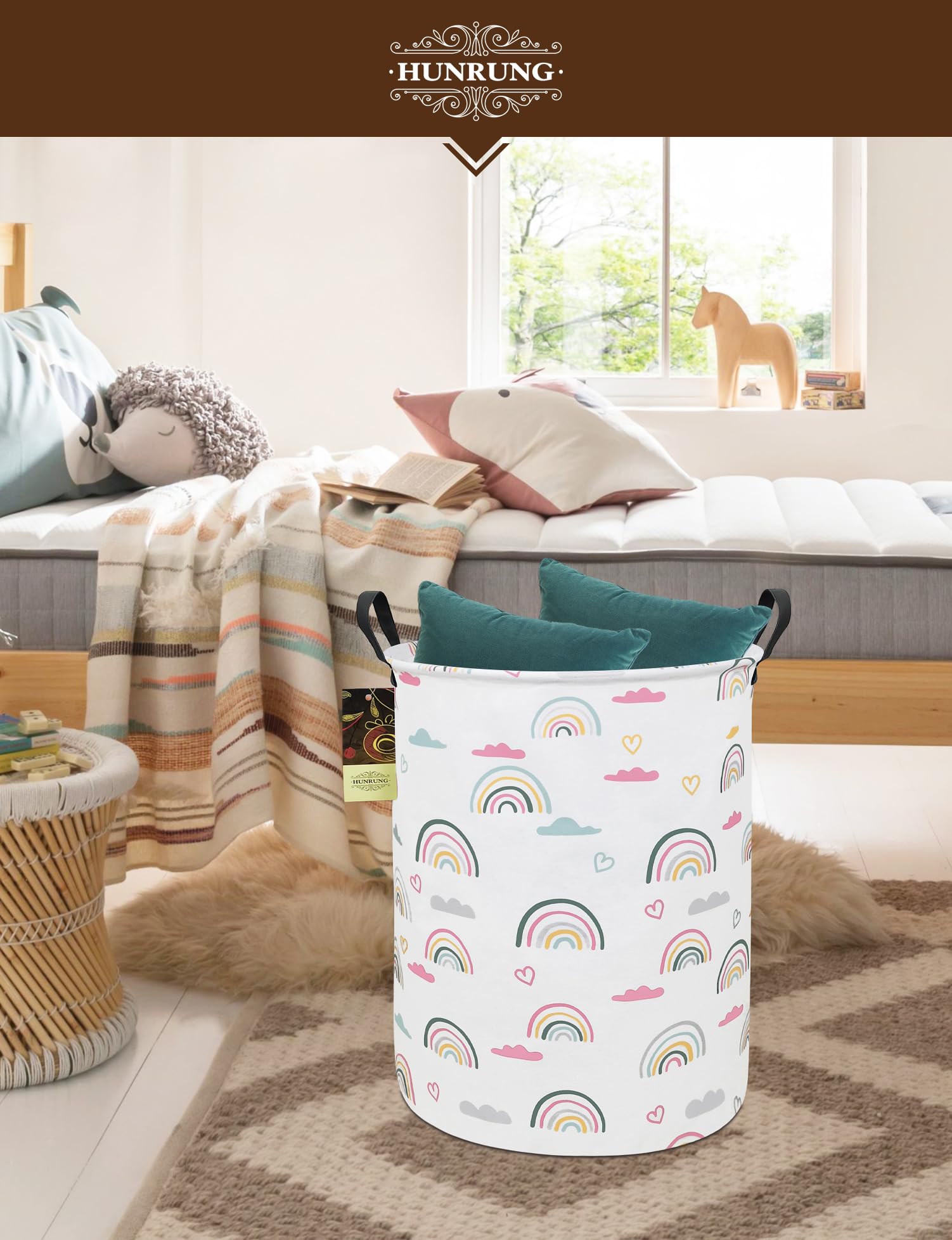 HUNRUNG laundry hamper waterproof coating protects contents during use
