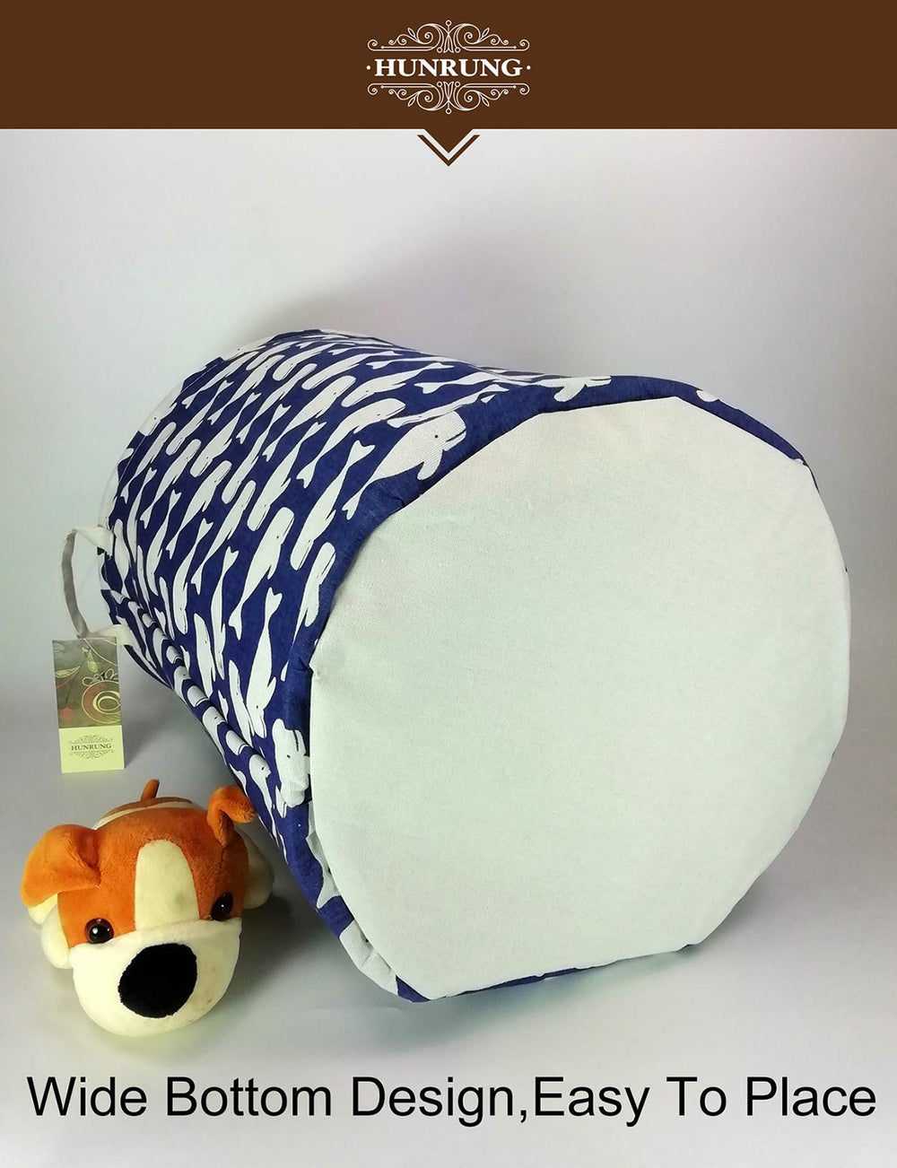 HUNRUNG laundry hamper used as toy organizer in a playroom for easy access.