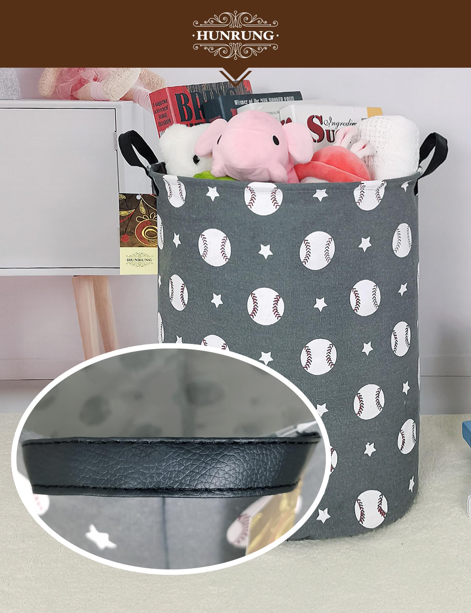 HUNRUNG toy-storage nursery basket keeps toys tidy and accessible.