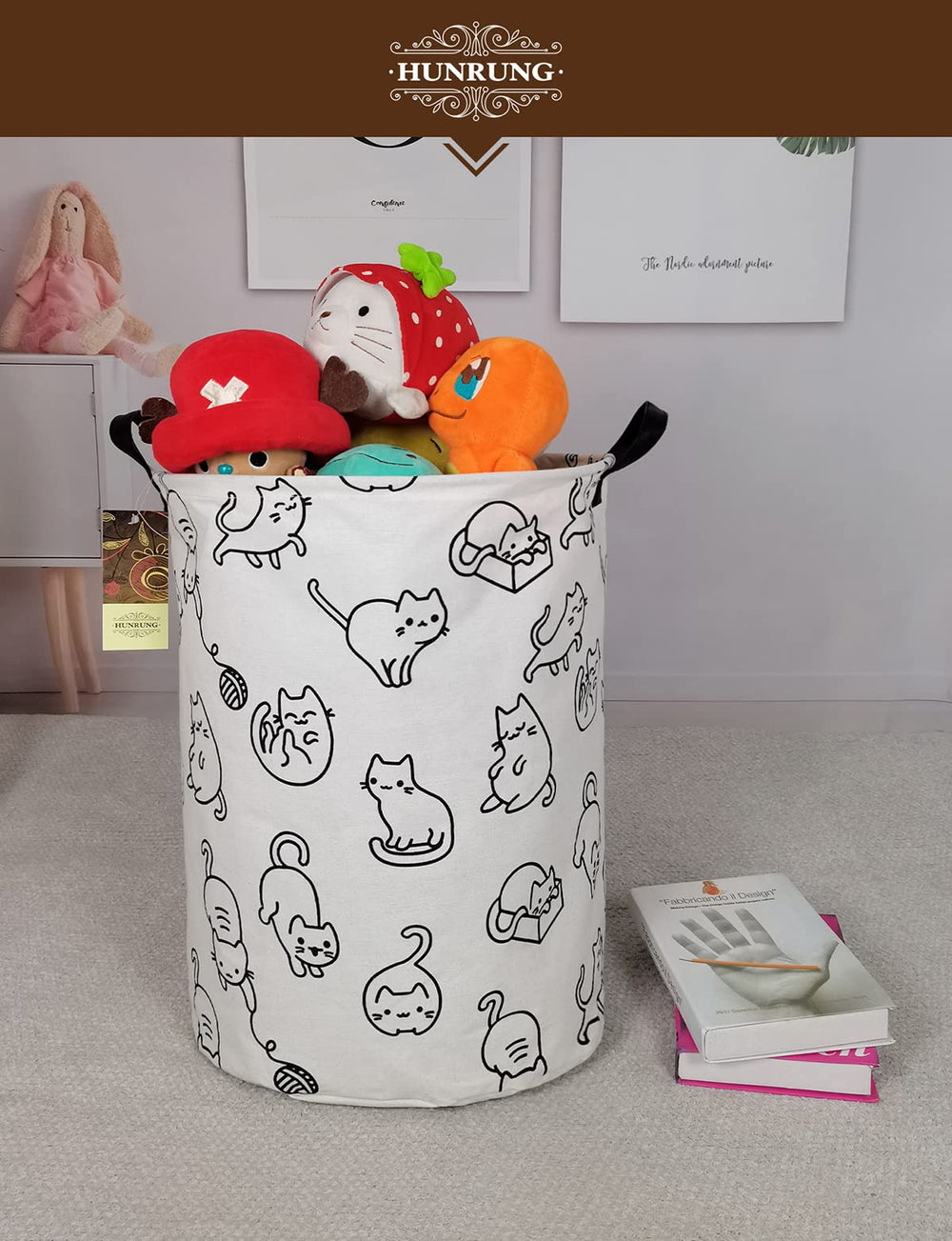 HUNRUNG laundry hamper toy storage showcases playroom organization and easy cleanup.