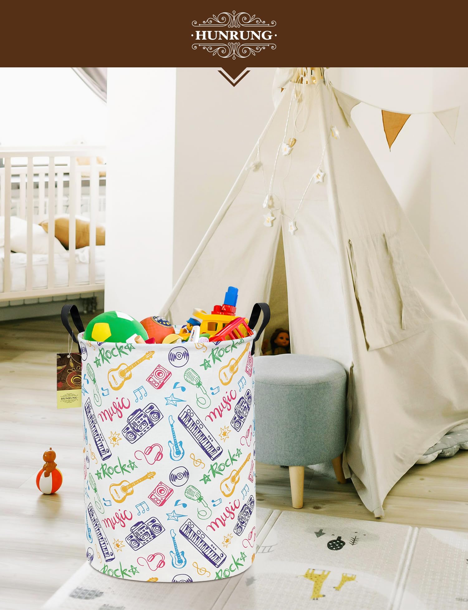 HUNRUNG round-musical-instrument inspired shape offers versatile organization and decor.