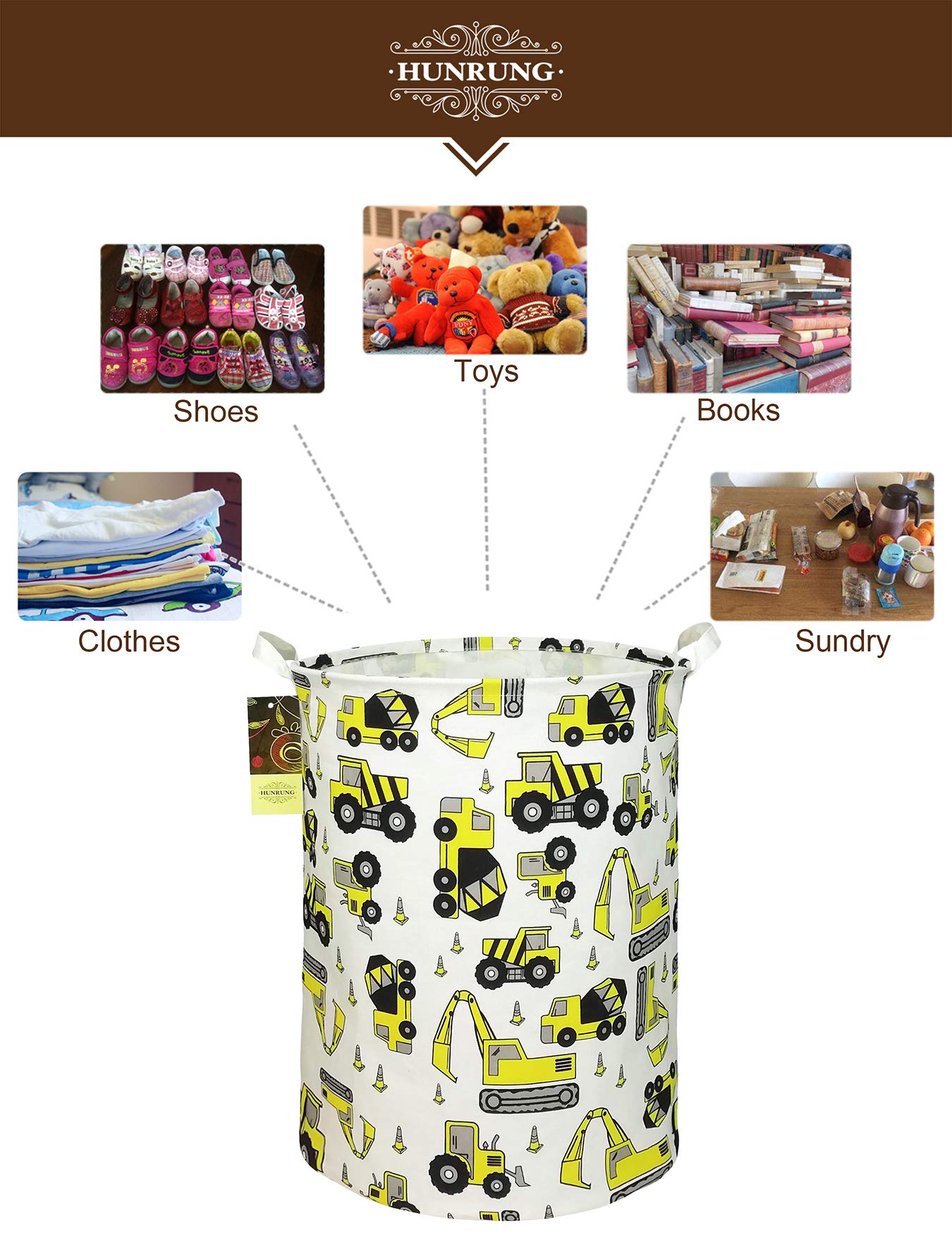 HUNRUNG laundry hamper waterproof coating protects contents from spills.