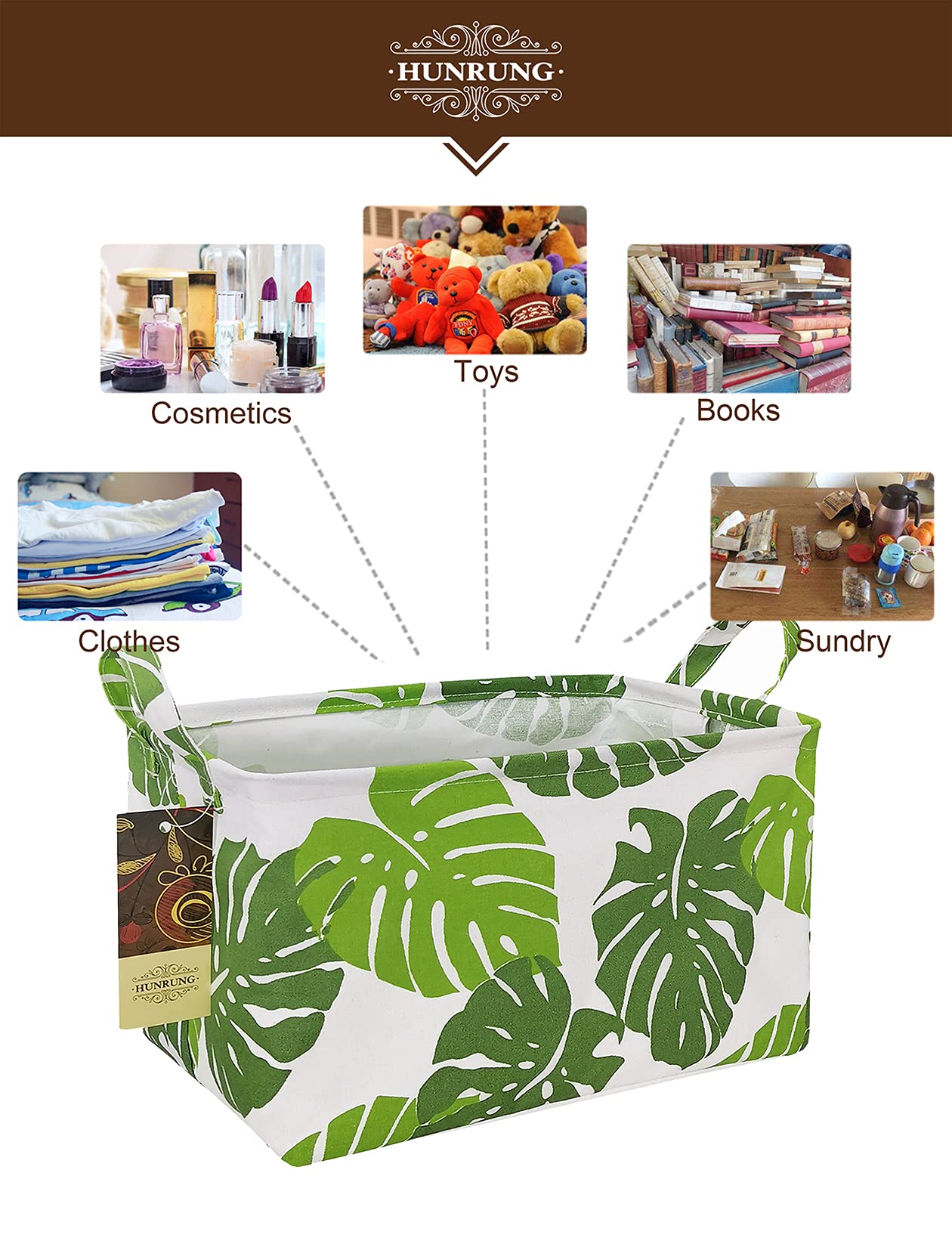 HUNRUNG leaf storage basket with sturdy handles for quick tote trips