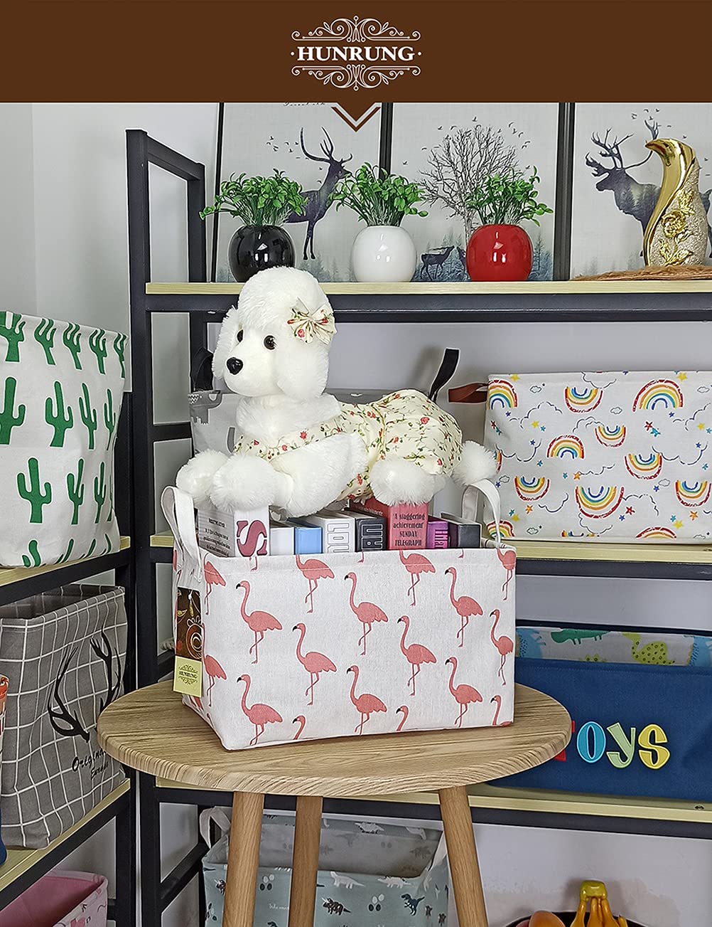 HUNRUNG living room basket holds blankets and pillows for cozy spaces