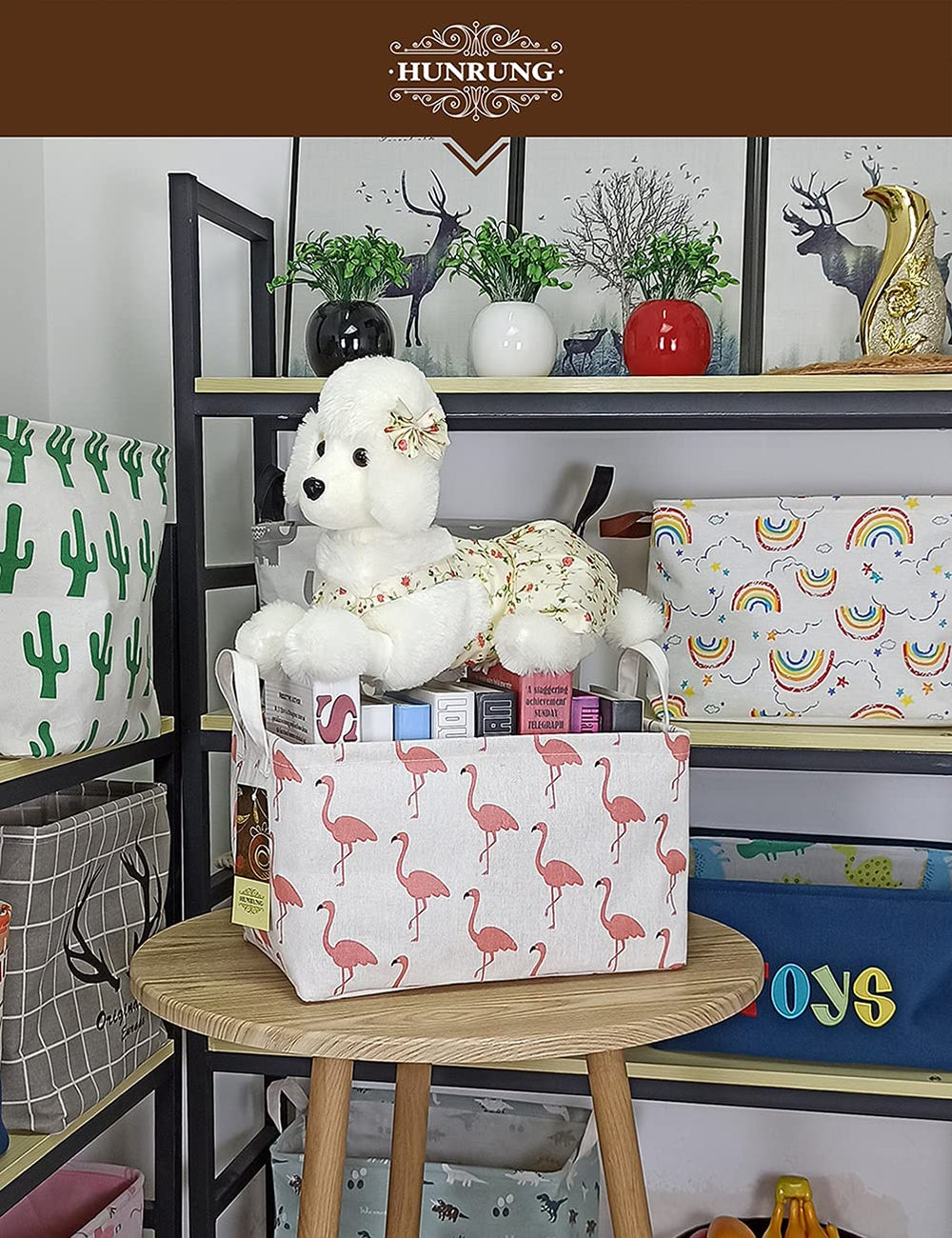 HUNRUNG living room basket holds blankets and pillows for cozy spaces