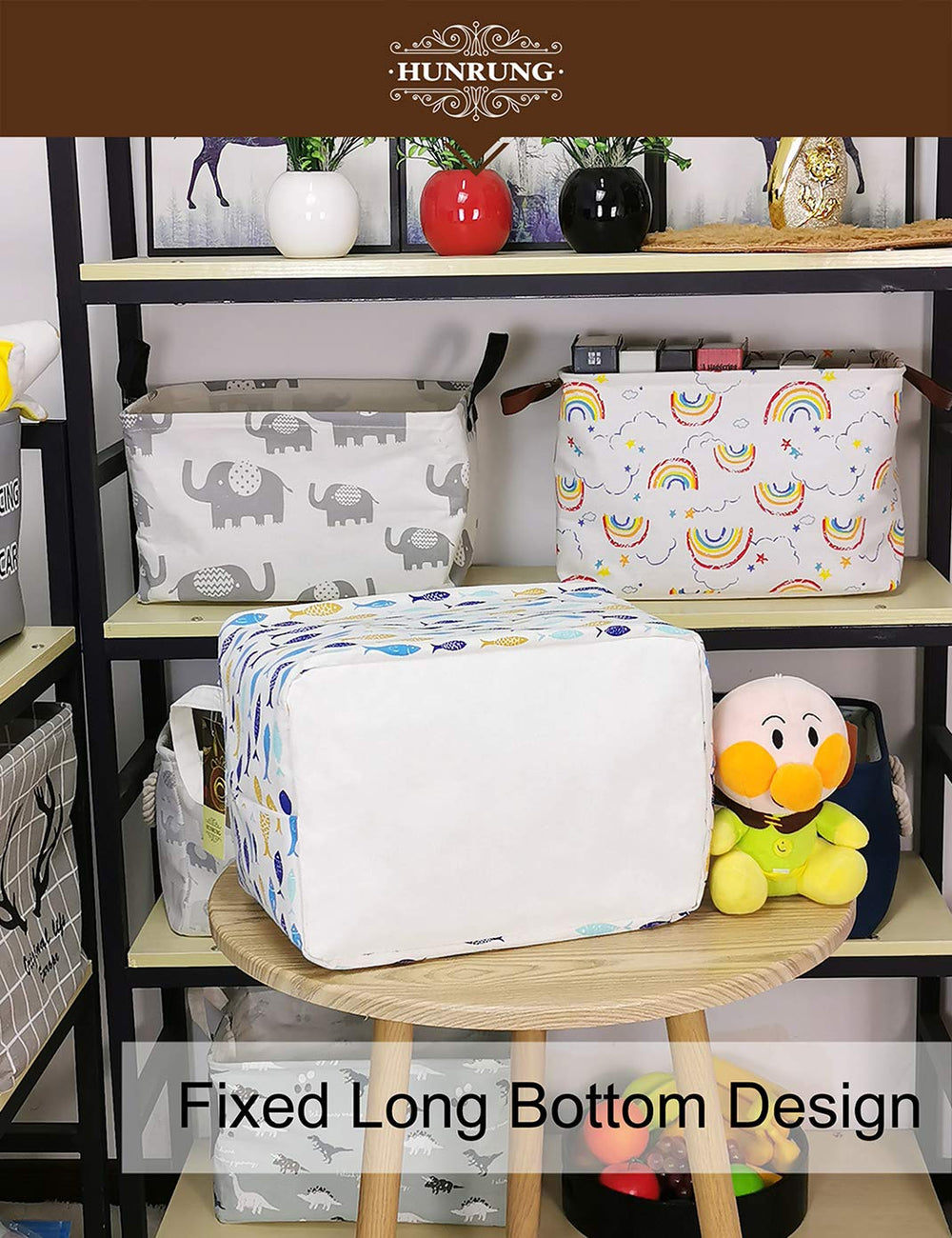HUNRUNG nursery diaper storage bin keeps essentials tidy and accessible.