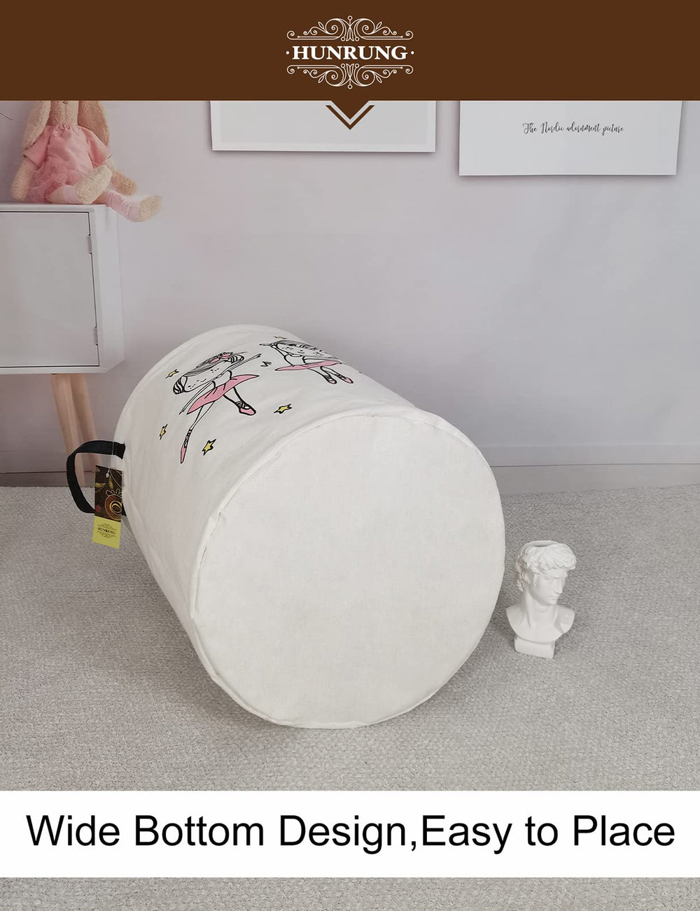 HUNRUNG nursery-diaper-storage, ample space for diapers, wipes, and creams.