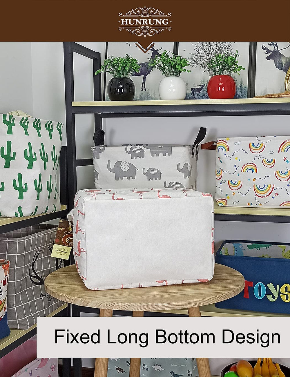 HUNRUNG nursery storage basket stores diapers and wipes neatly