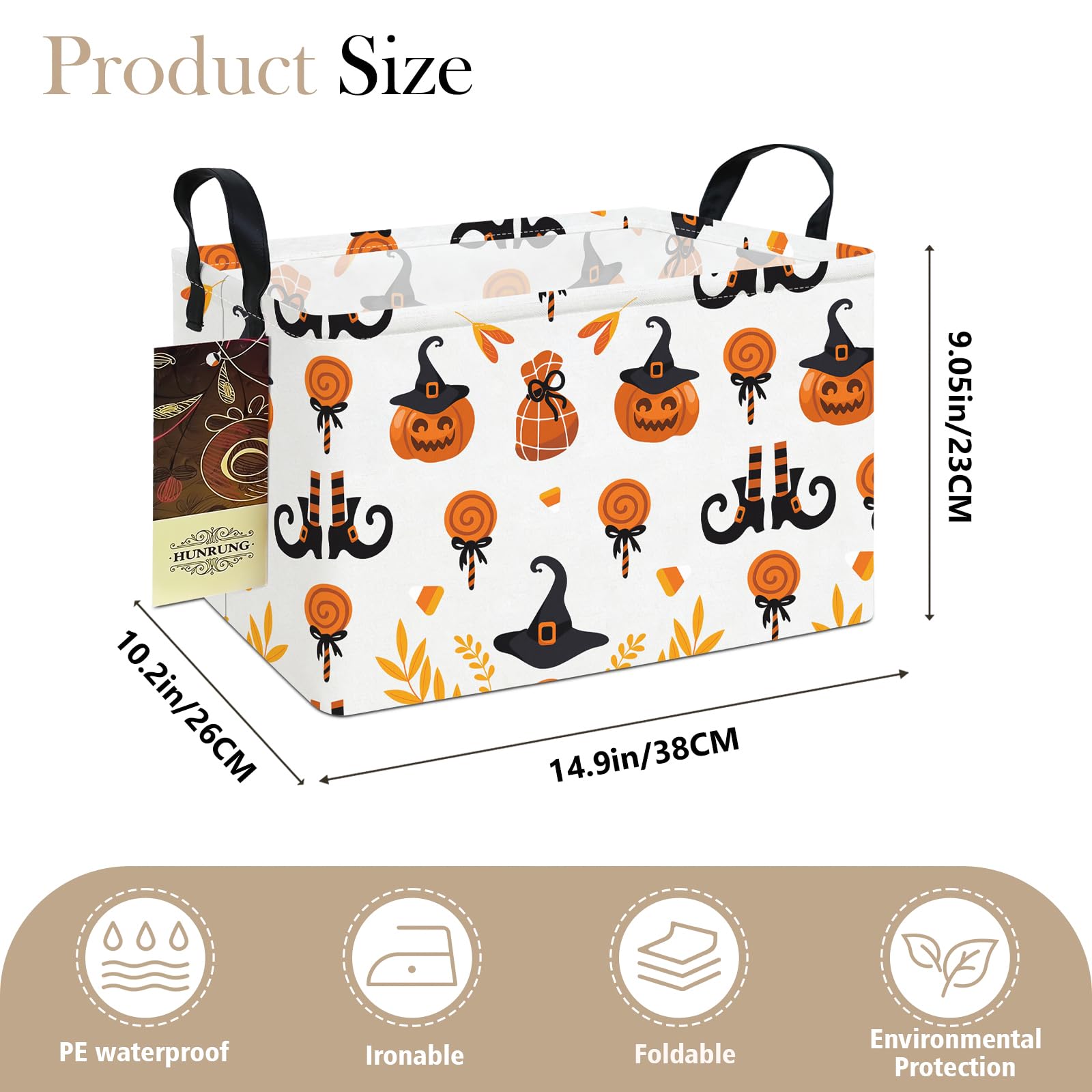 HUNRUNG REC-Candy Pumpkin pattern closeup with cute animal design for kids’ rooms