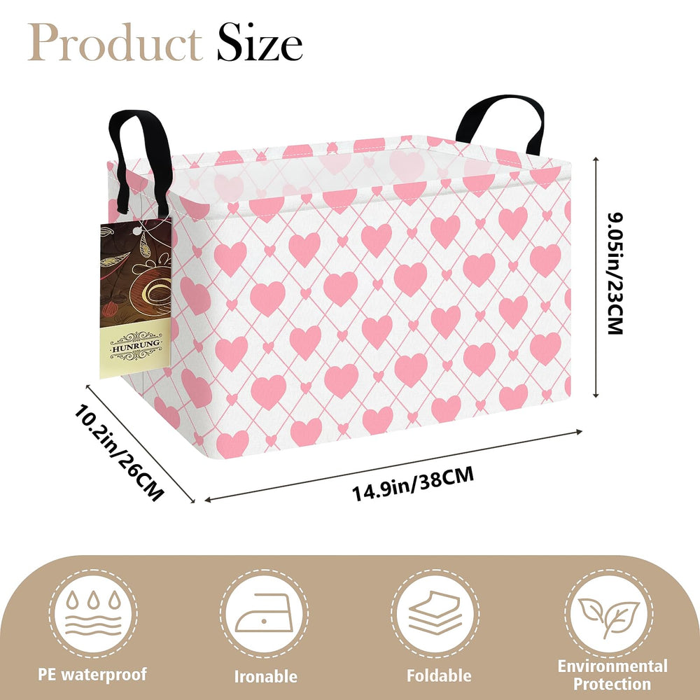 HUNRUNG REC-Heart animal-pattern basket for kid's toys and quick cleanup.
