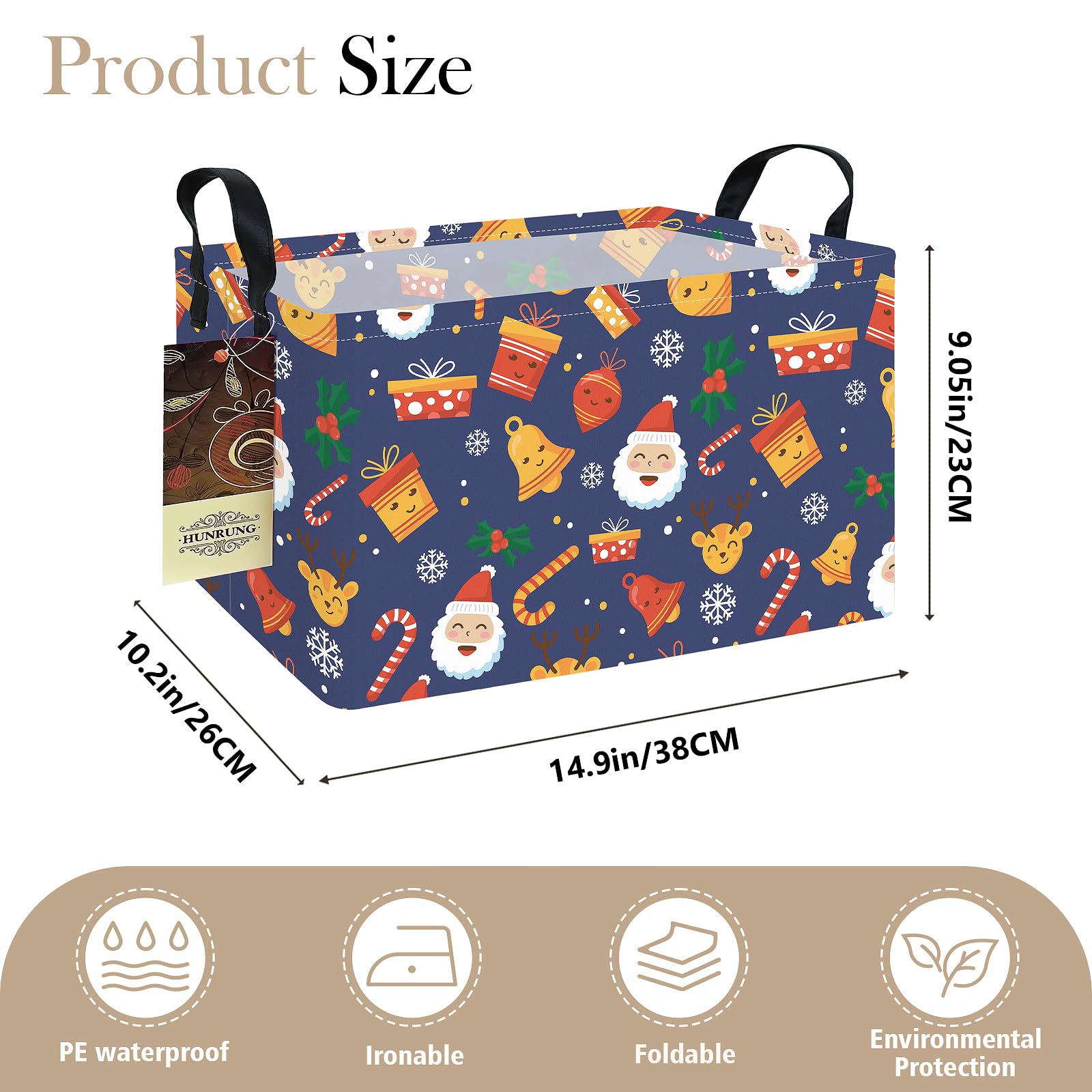 HUNRUNG rectangle storage basket with animal pattern, perfect nursery storage and diaper organization.