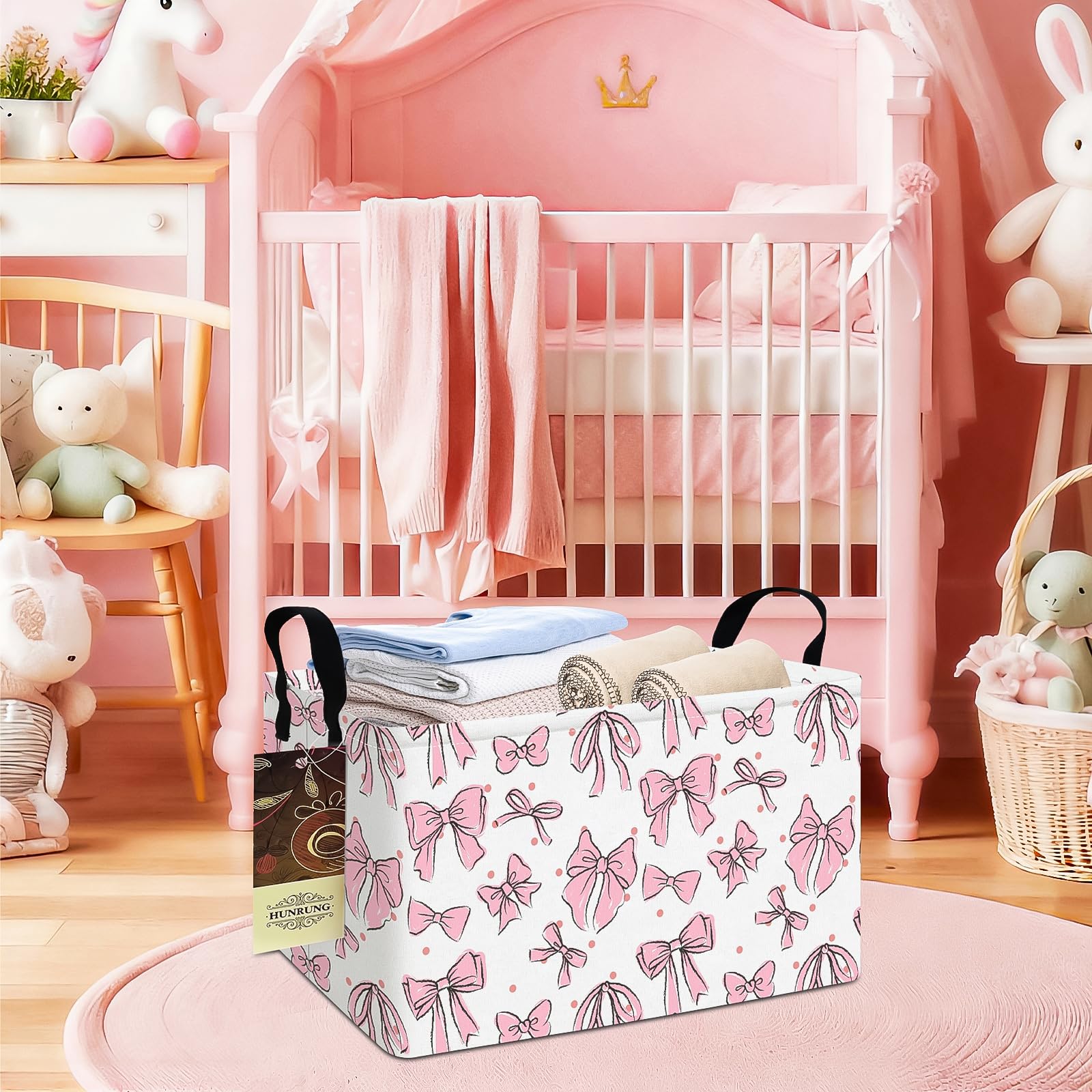 HUNRUNG rectangle storage basket for bathrooms to hold towels and essentials.