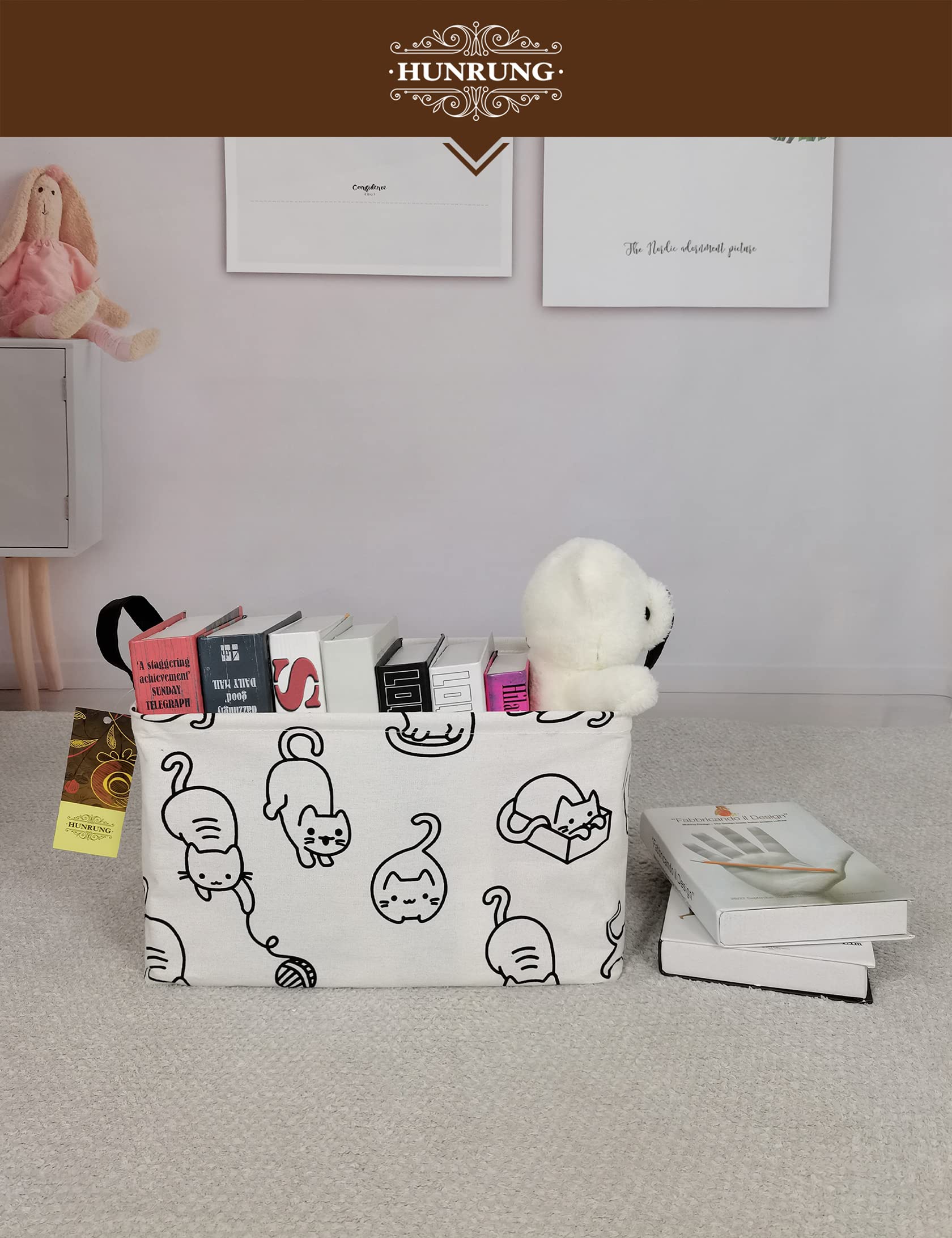 HUNRUNG rectangle storage basket bathroom towels keeps essentials tidy.