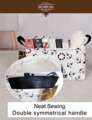 HUNRUNG rectangle storage basket blue anchor folded-storage shows compact, space-saving design when not in use
