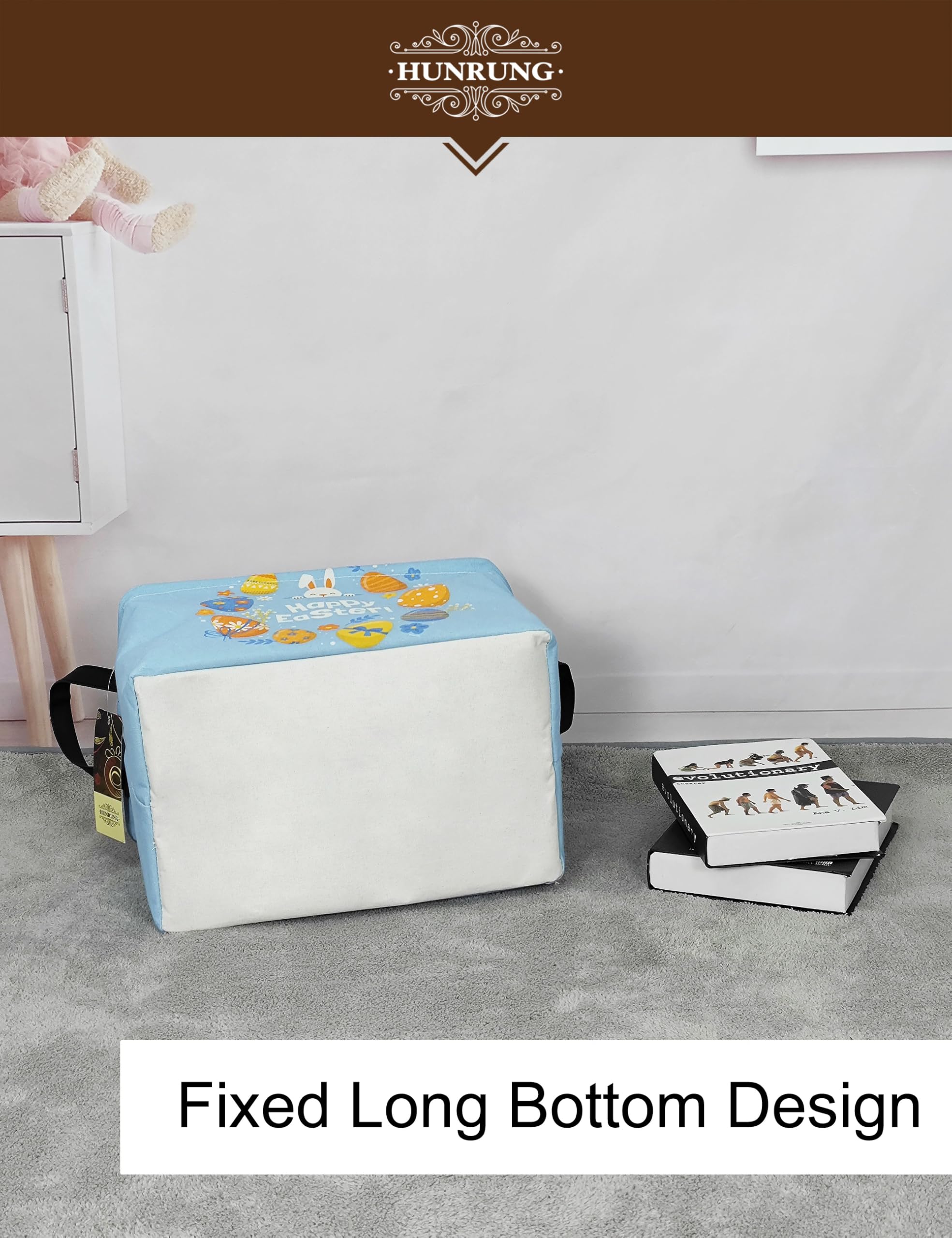 HUNRUNG rectangle storage basket book storage in bedroom or study helps with organization.