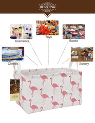 HUNRUNG rectangle storage basket features canvas material and handles for easy carrying