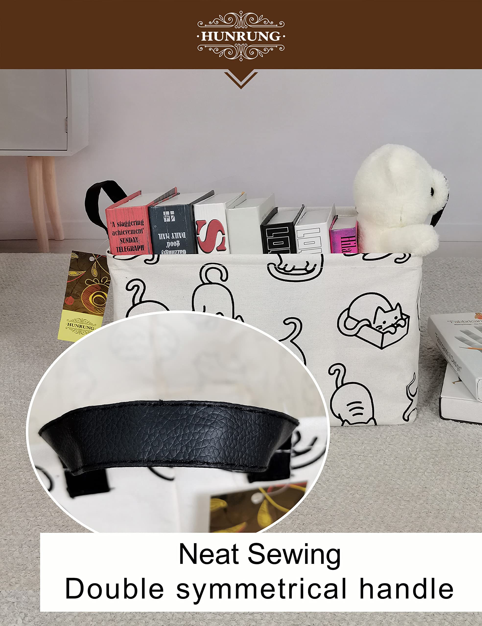HUNRUNG rectangle storage basket collapsible design simplifies seasonal storage.