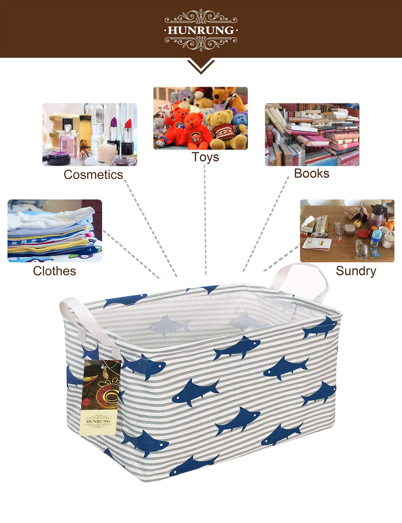 HUNRUNG basket collapses flat for space-saving storage when not in use.