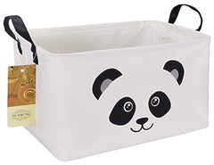 HUNRUNG rectangle storage basket panda front view ideal for toy organization in a playful, tidy playroom