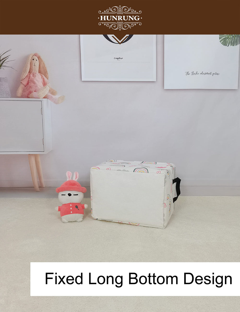 HUNRUNG storage basket size fits desks, closets, and playrooms.