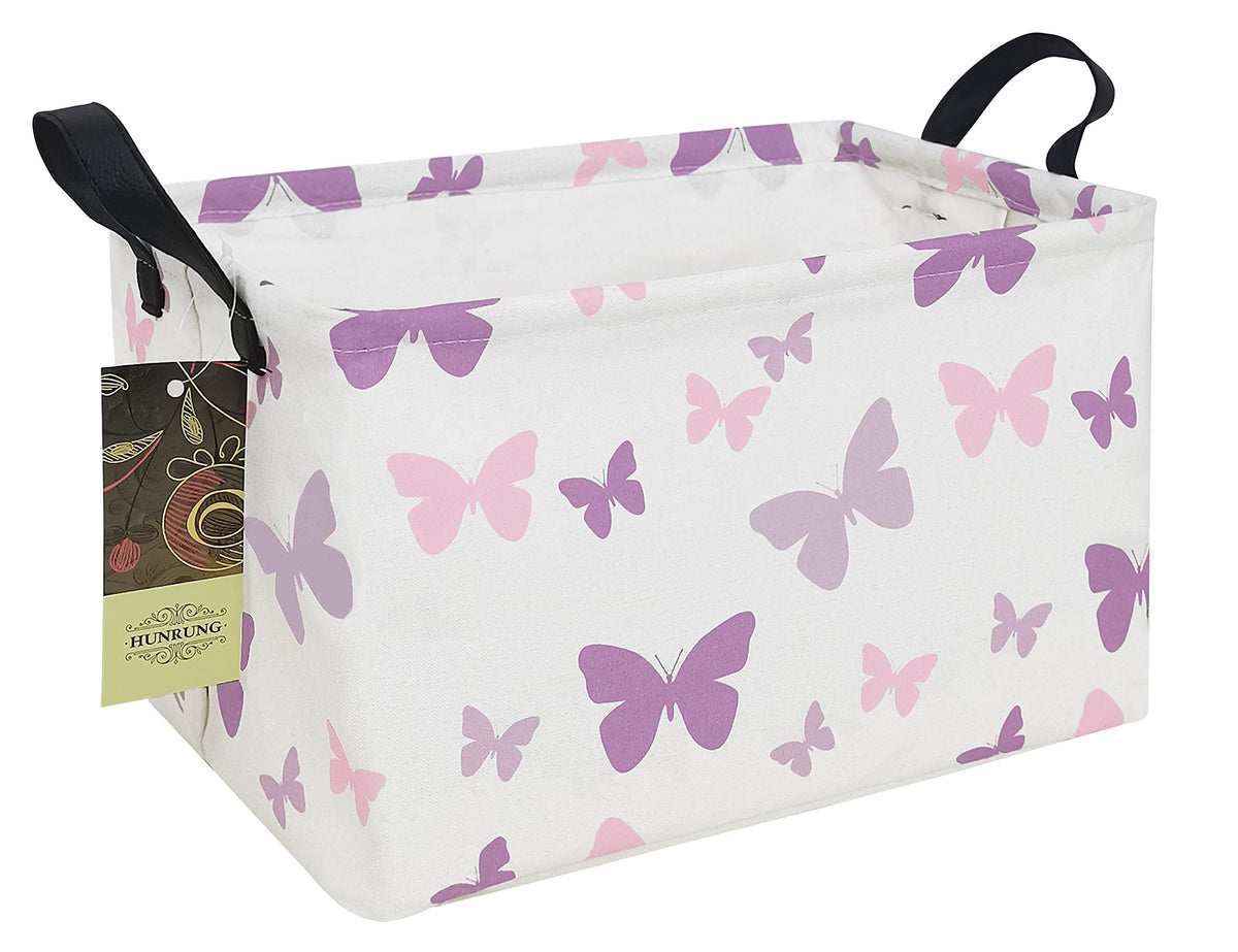 HUNRUNG rectangle storage basket front view keeps toys organized and within reach.
