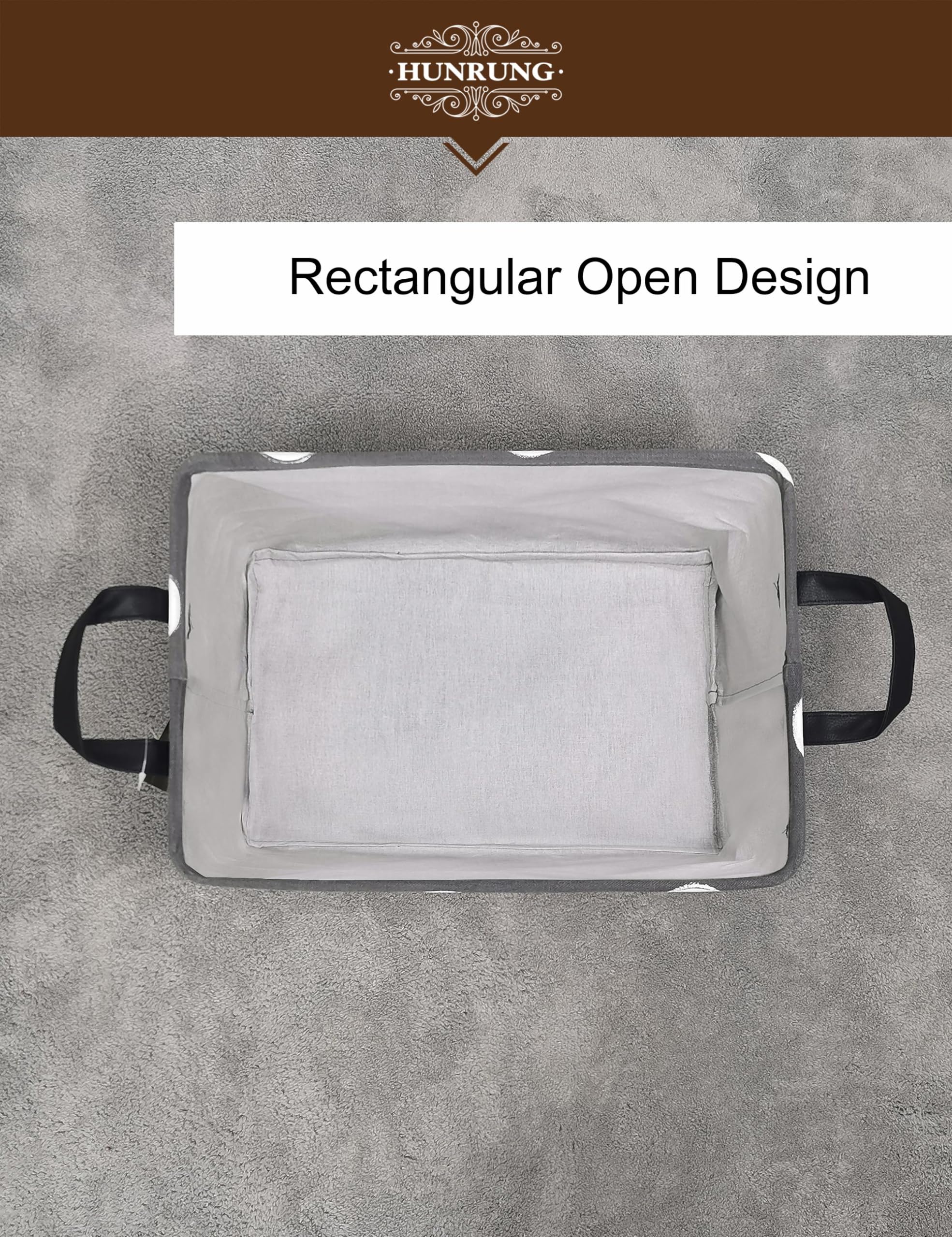 HUNRUNG rectangle storage basket living room neatly arranges throws and books.