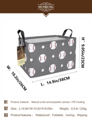 HUNRUNG storage basket full shot highlights easy-to-store size and sturdy handles.
