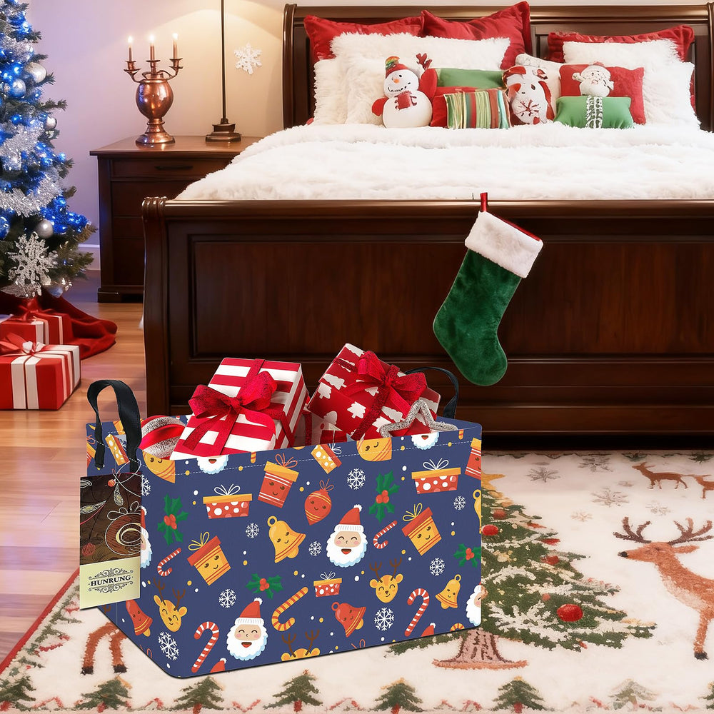 HUNRUNG rectangle storage basket handles enable easy toting between rooms.