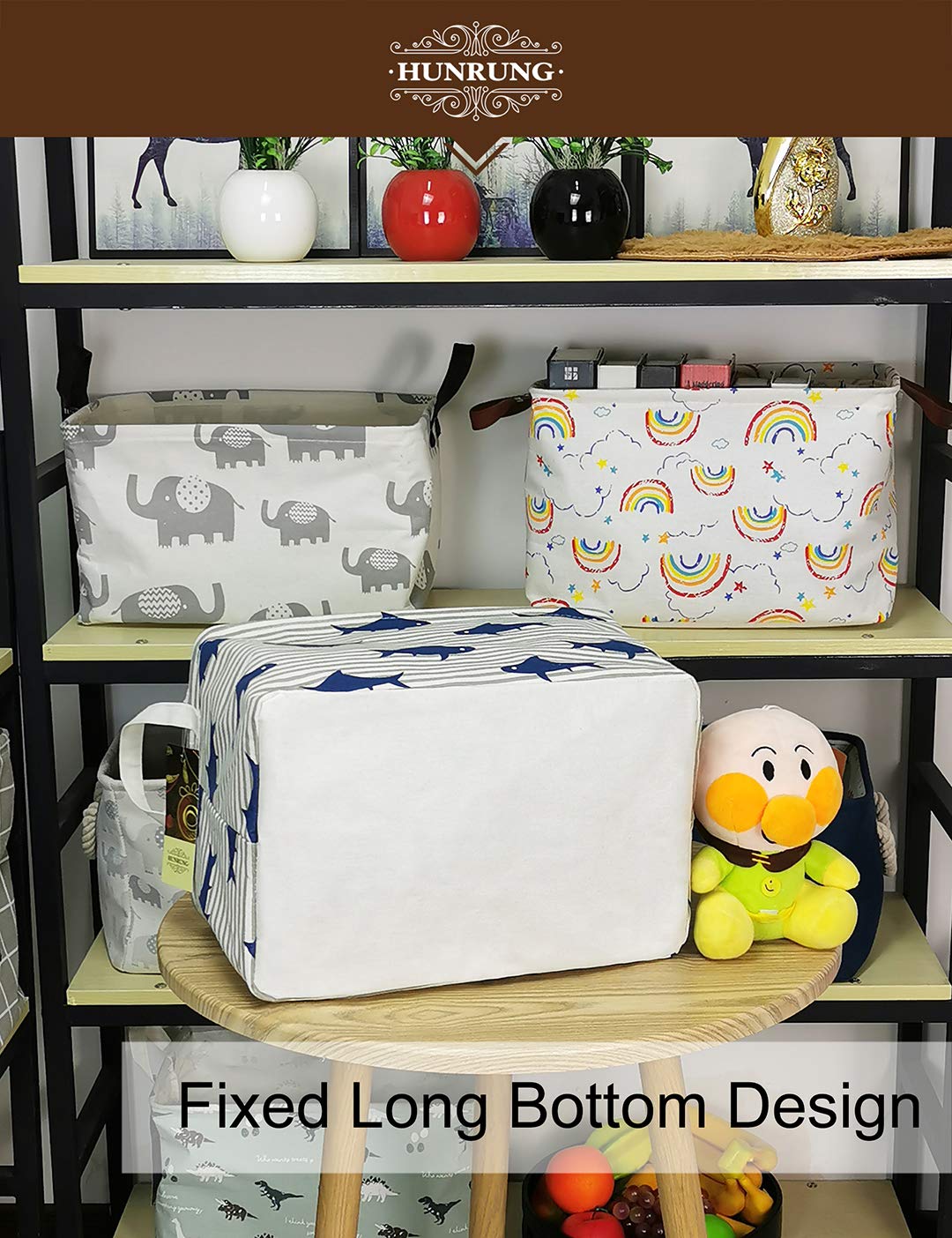 HUNRUNG living room basket keeps blankets and books neatly tucked away.