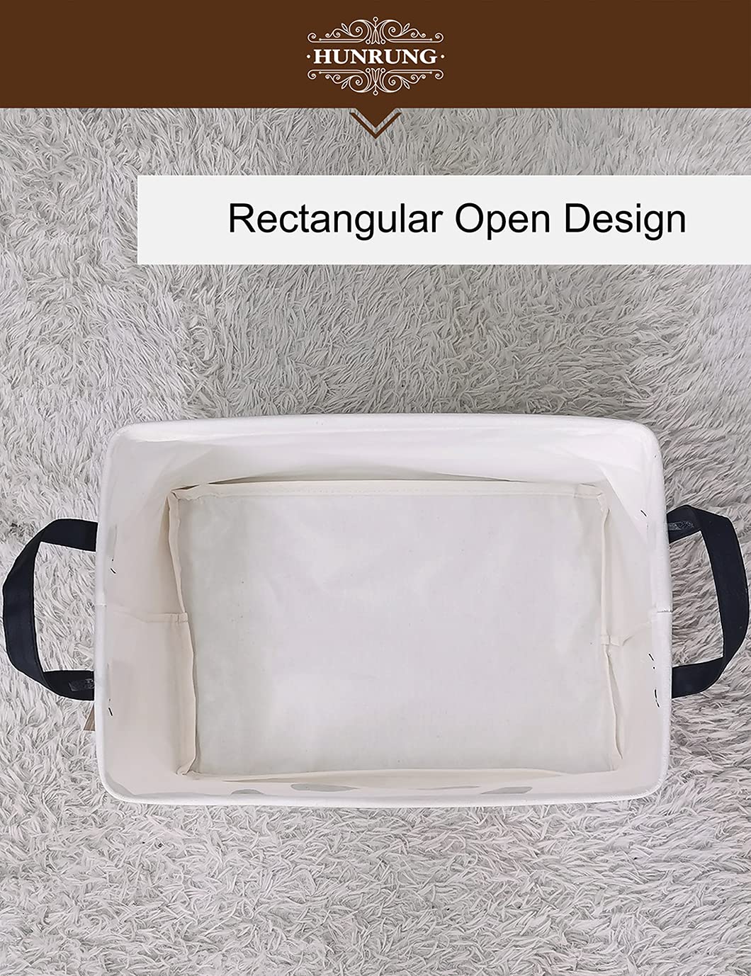 HUNRUNG living room basket holds blankets and reading materials for cozy seating areas