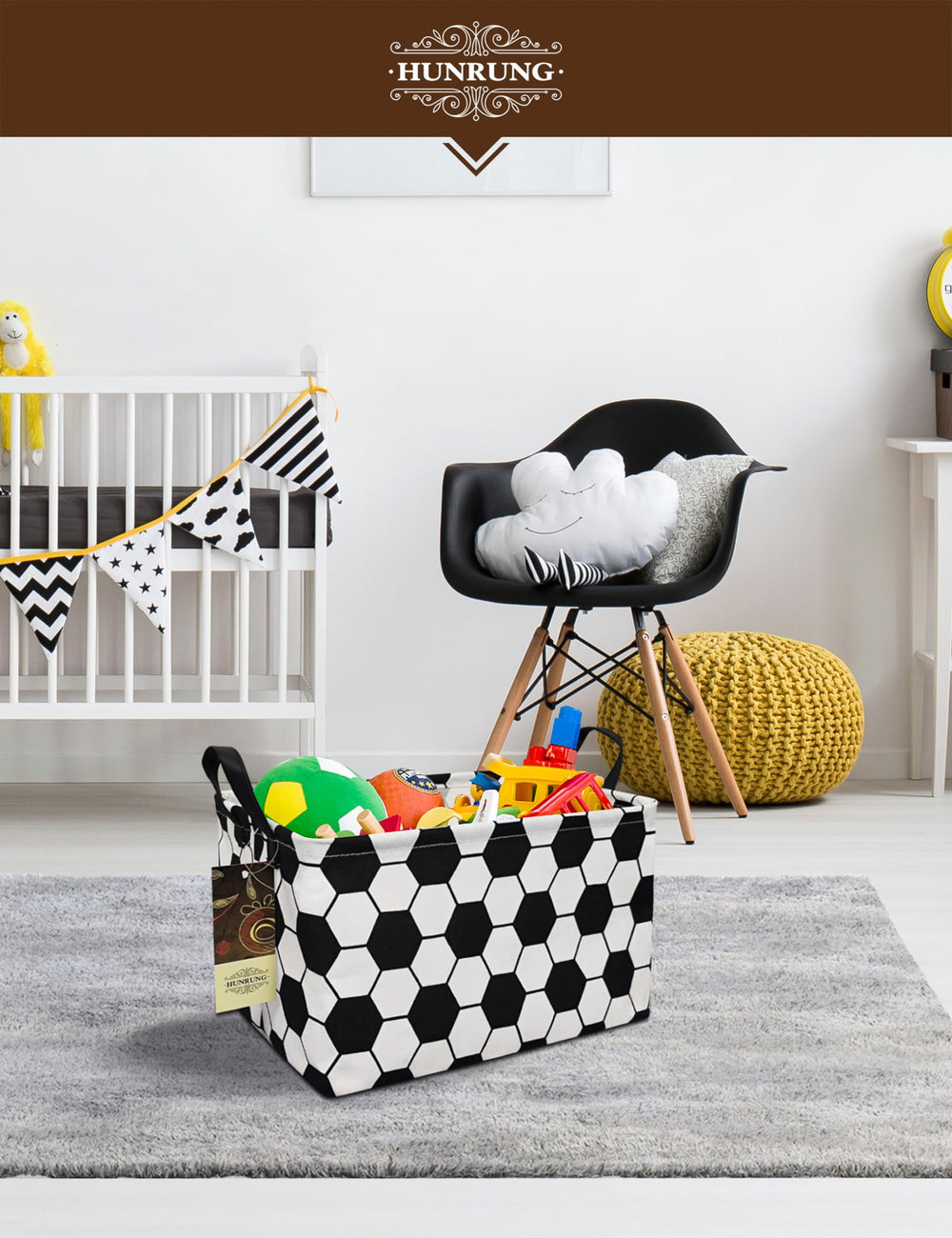 HUNRUNG rectangle storage basket doubles as laundry or towel organizer