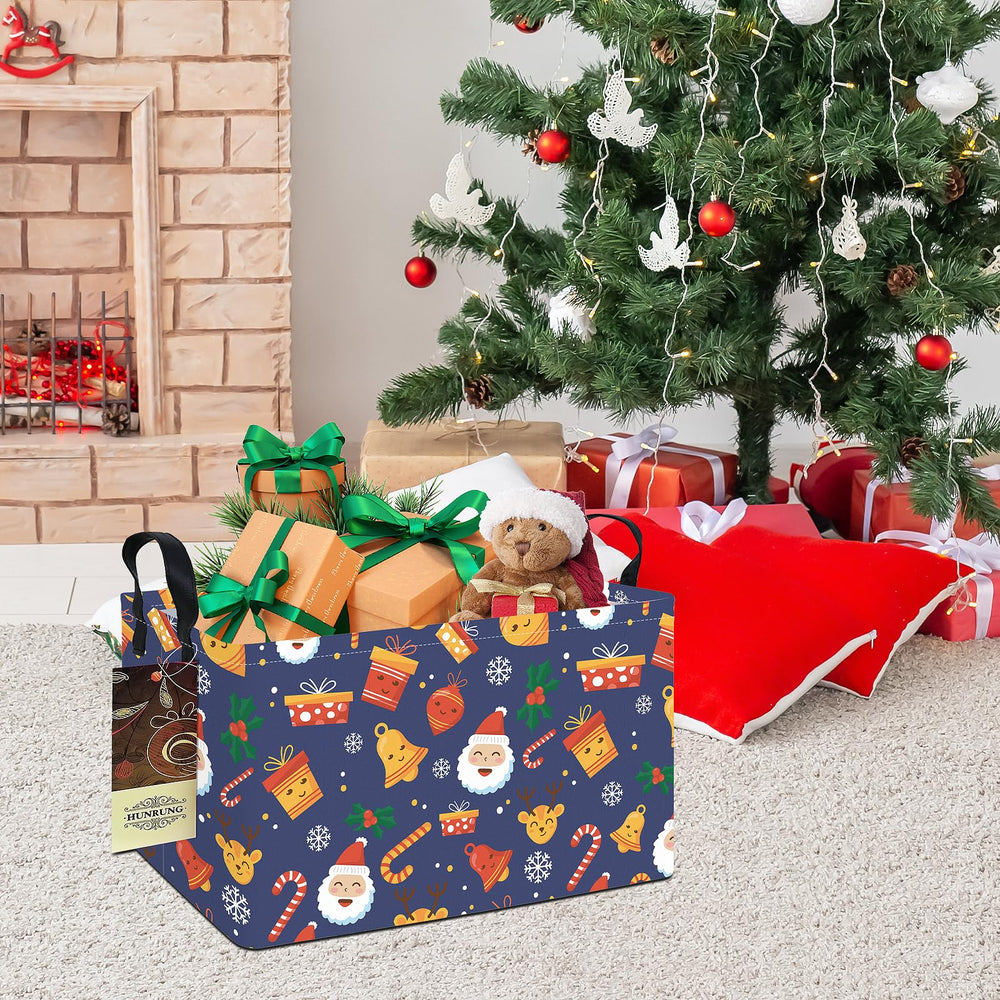 HUNRUNG rectangle storage basket material closeup shows durable canvas and waterproof coating.