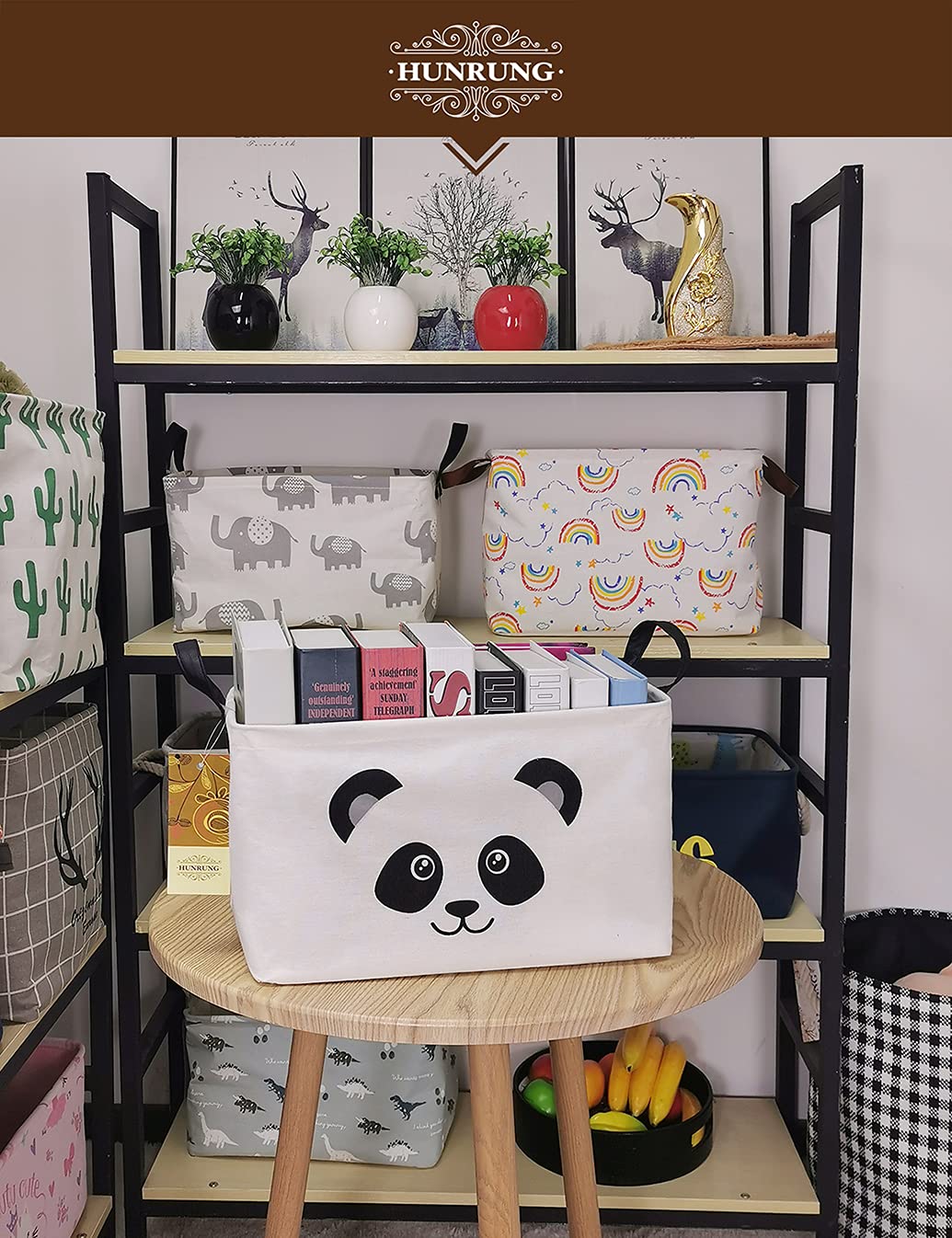 HUNRUNG polyester canvas basket with waterproof coating resists moisture and maintains shape