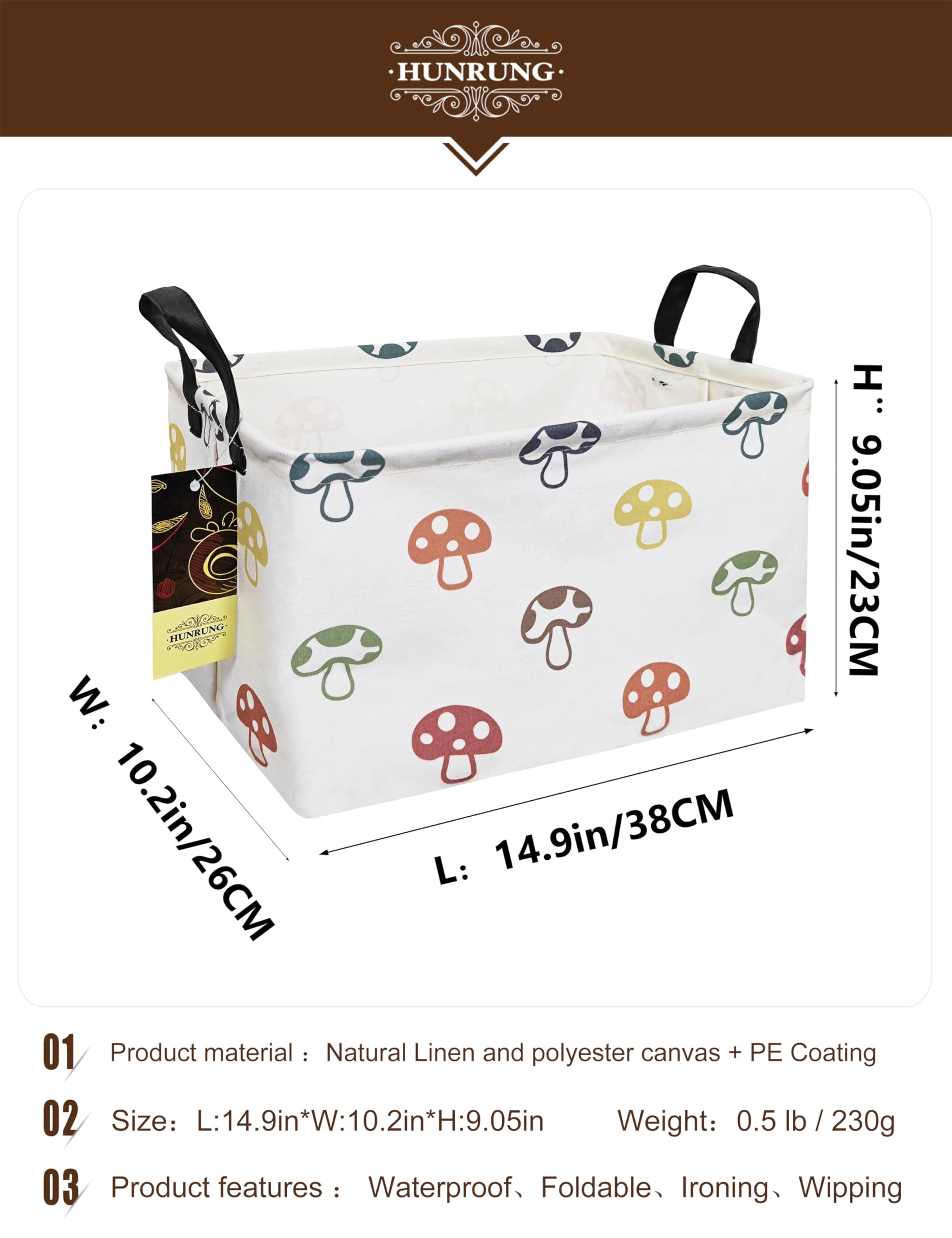 HUNRUNG mushroom storage basket folded for compact storage