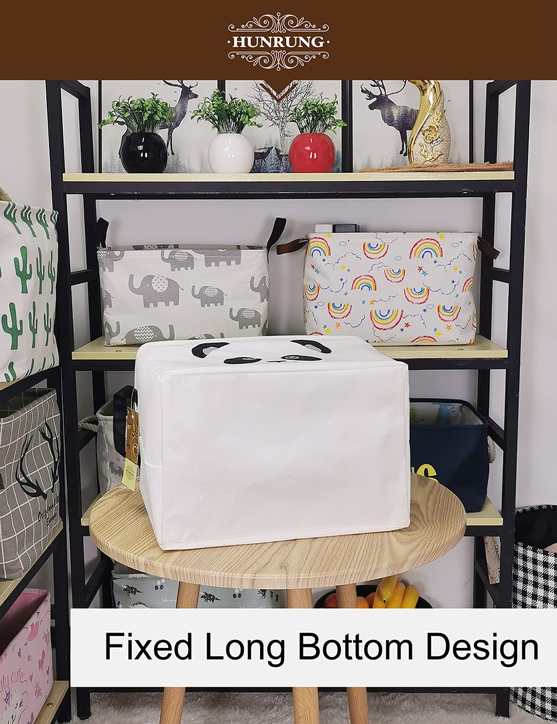 HUNRUNG nursery basket storing diapers, wipes and creams keeps essentials in reach