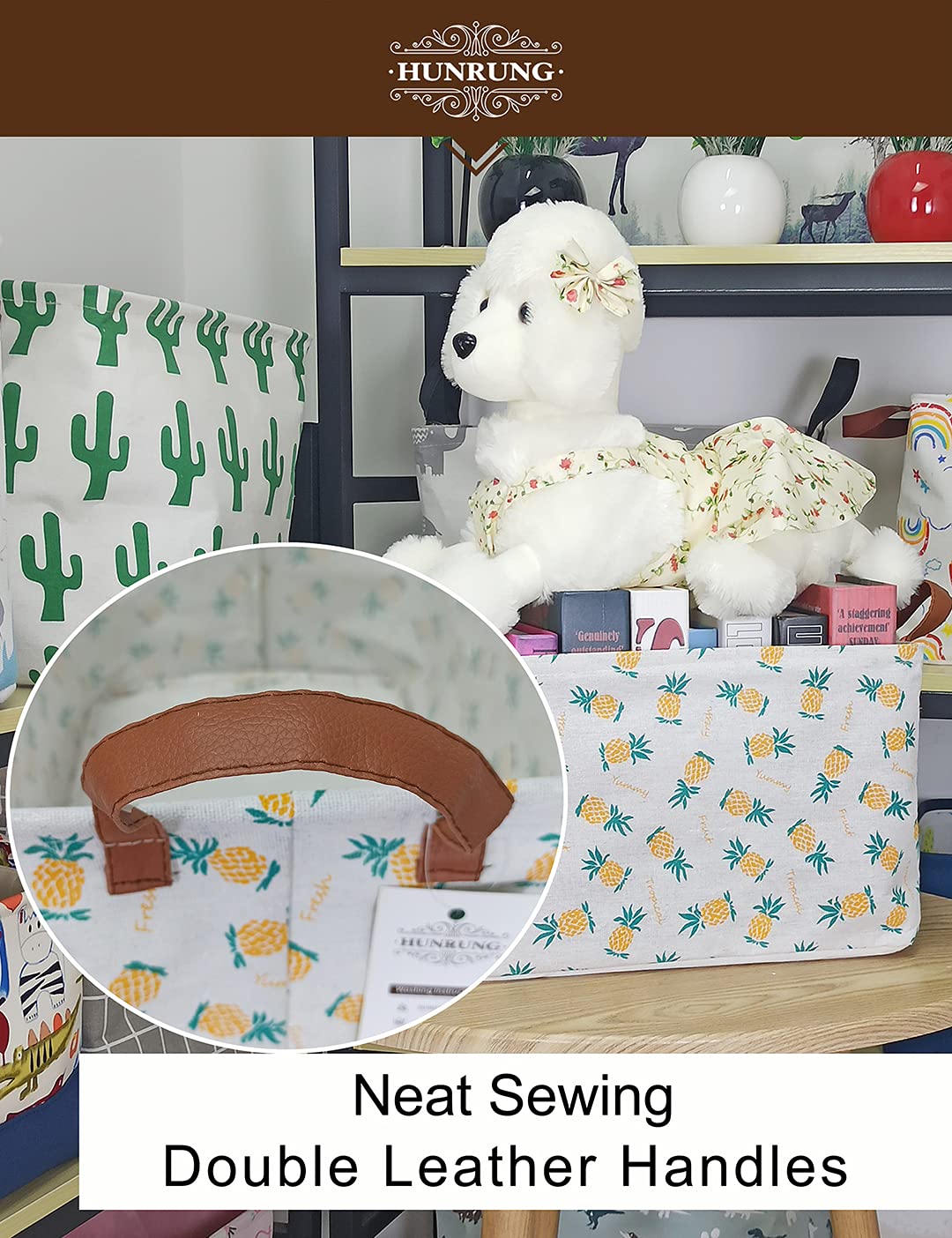 HUNRUNG rectangle storage basket in nursery for diapers and wipes