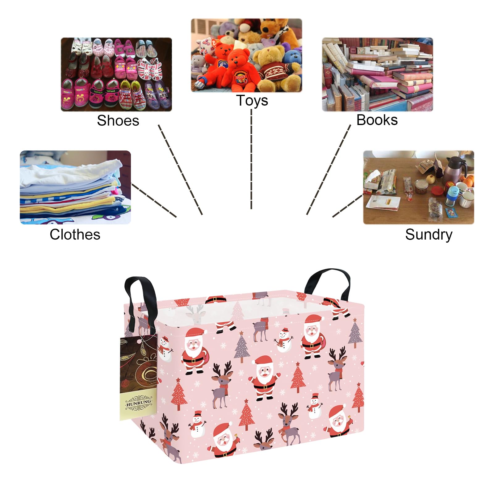 HUNRUNG pink nursery storage basket keeps diapers and wipes organized.