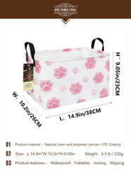HUNRUNG rectangle storage basket pink paw side view showing spacious interior