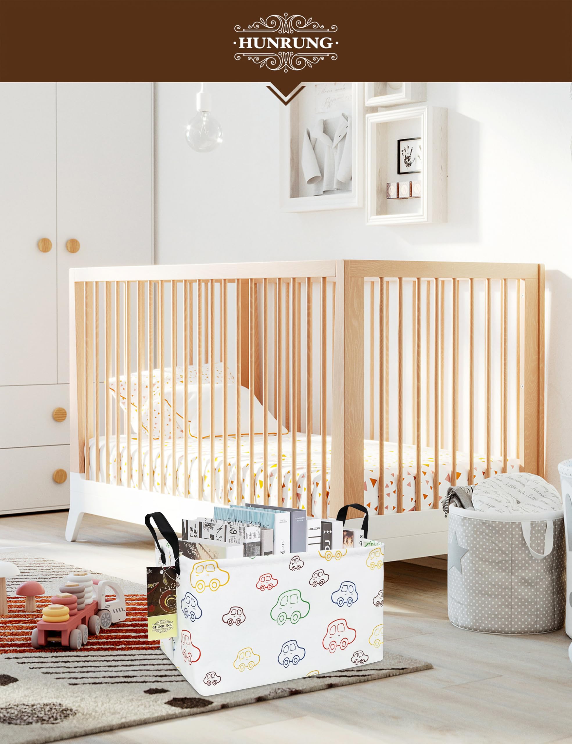 Hunrung rectangle storage basket playroom setup demonstrates easy access and tidy organization