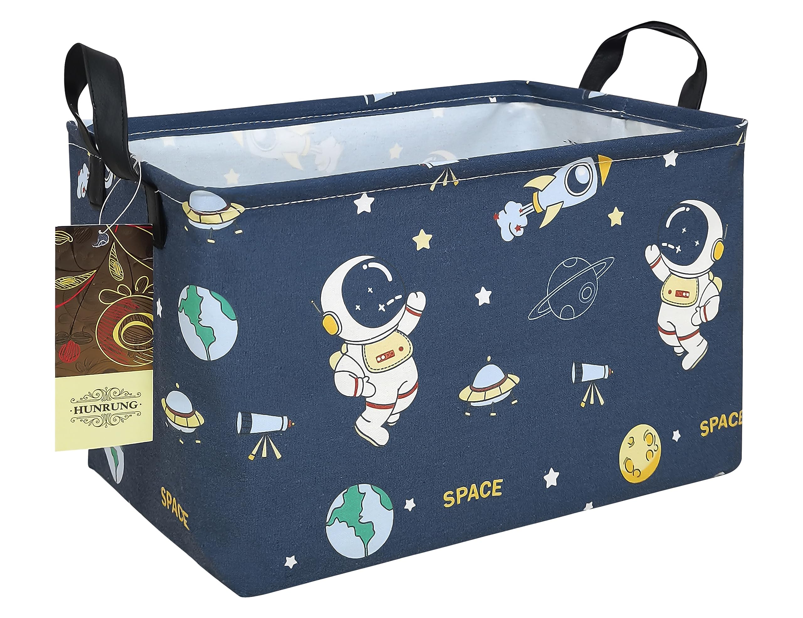HUNRUNG rectangle storage basket closeup shows durable canvas material for toy organization.