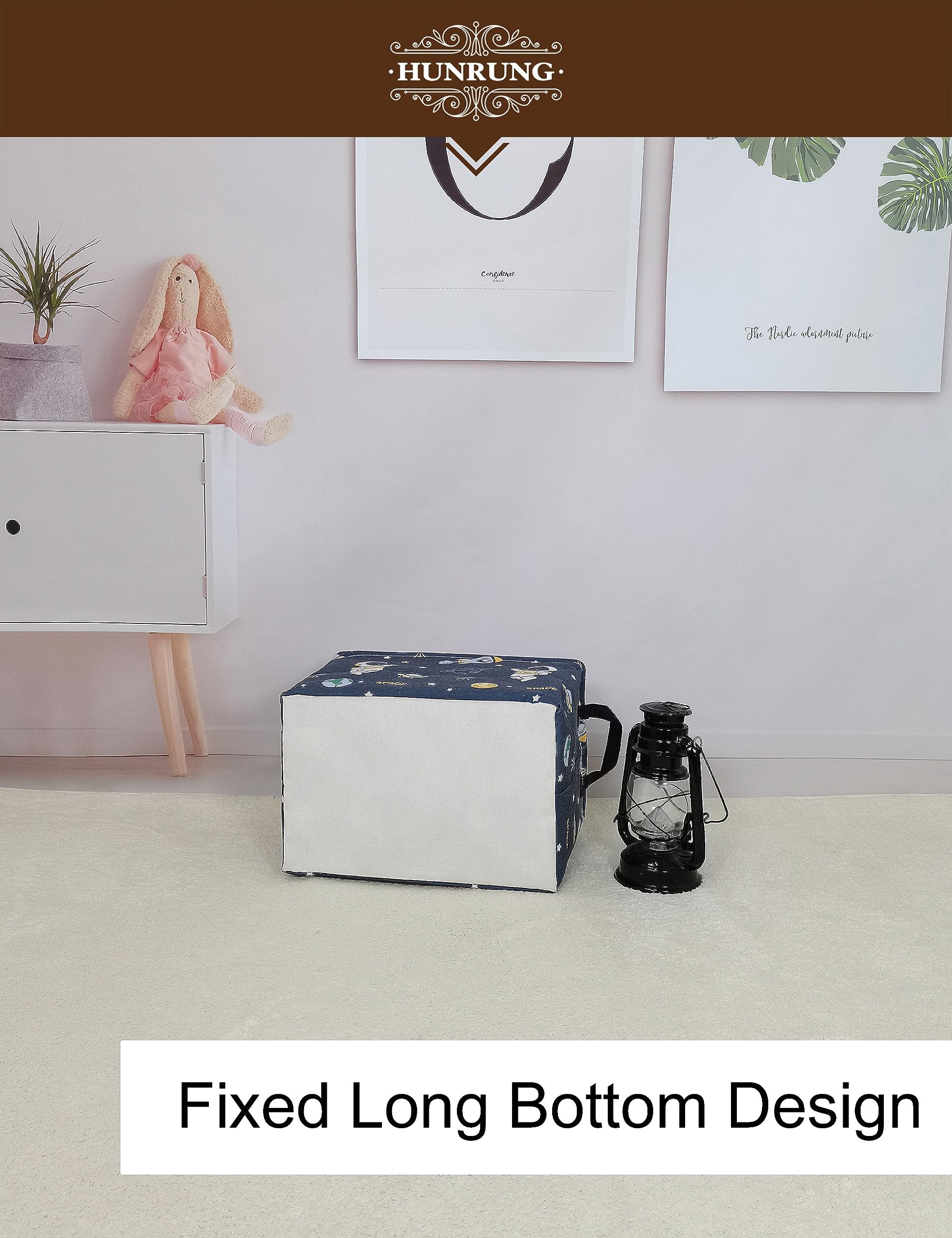HUNRUNG rectangle storage basket for laundry with waterproof coating protection.