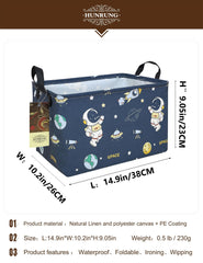 HUNRUNG rectangle storage basket used for toy storage in a playful space-themed design.
