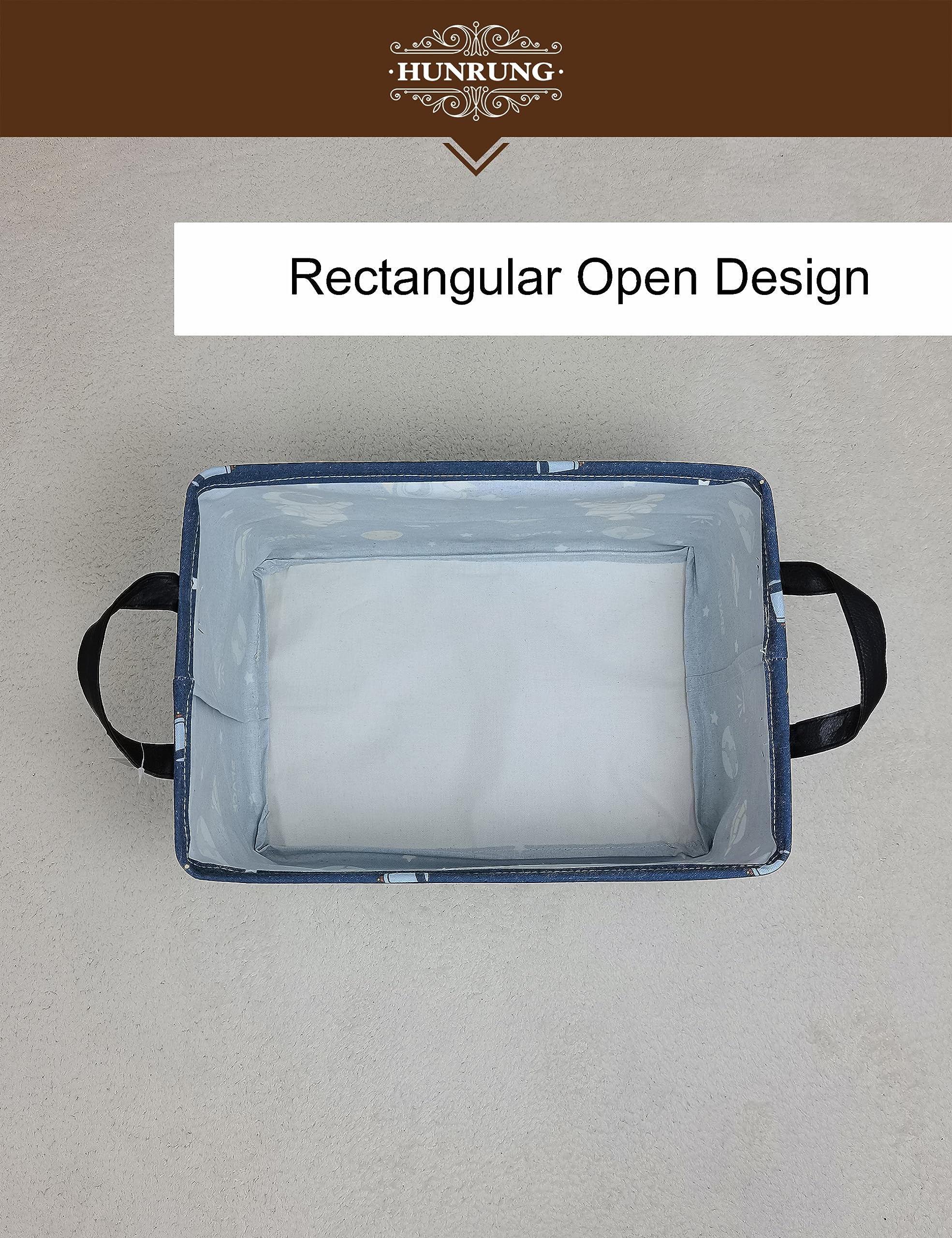 HUNRUNG rectangle storage basket featuring waterproof coating keeps contents dry.