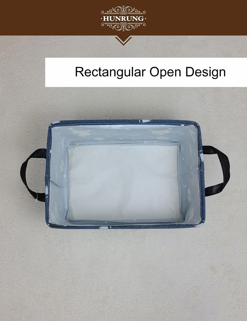 HUNRUNG rectangle storage basket featuring waterproof coating keeps contents dry.