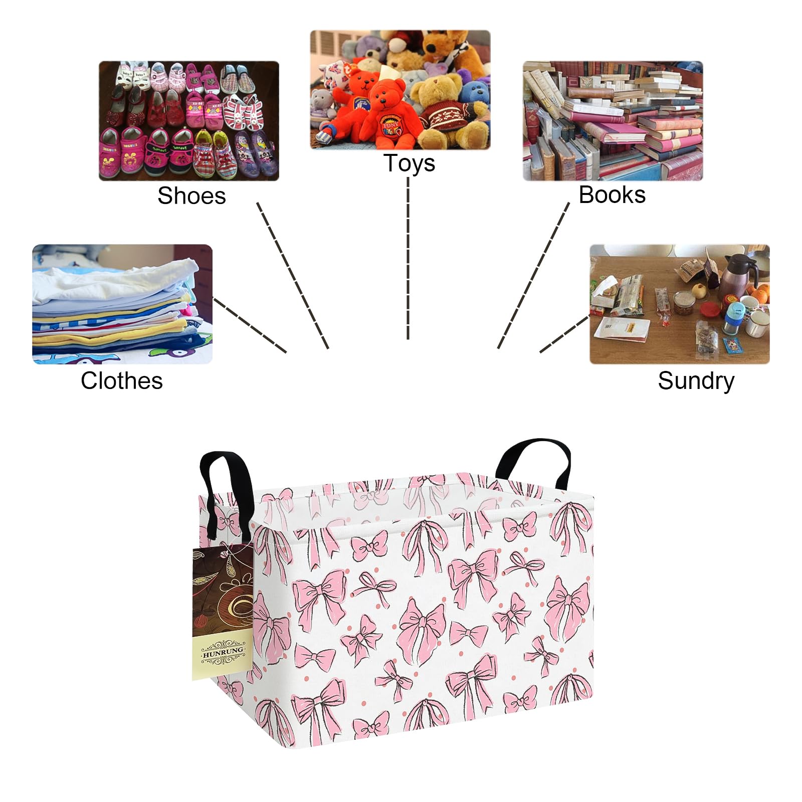 HUNRUNG rectangle storage basket organizes toys, books, and blocks for tidy play.