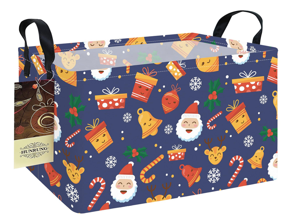 HUNRUNG rectangle storage basket with toy-pattern design, ideal for toy organization in playrooms.