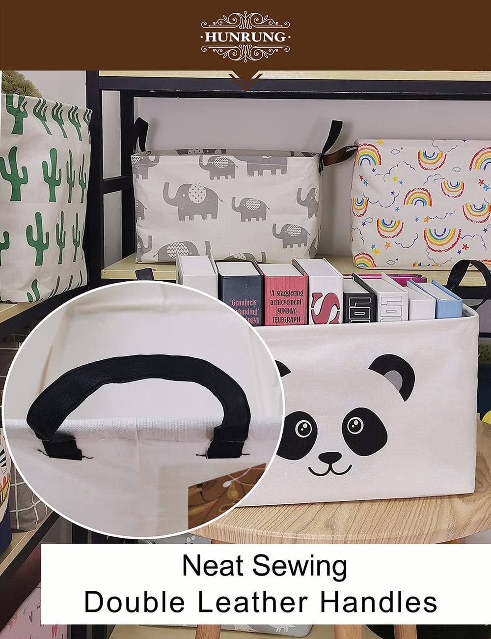 HUNRUNG storage basket in playroom filled with toys for quick cleanup
