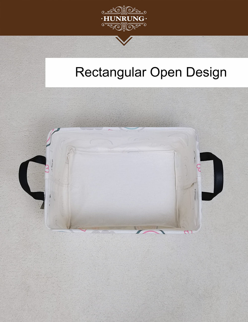 HUNRUNG storage basket with waterproof coating helps resist spills.