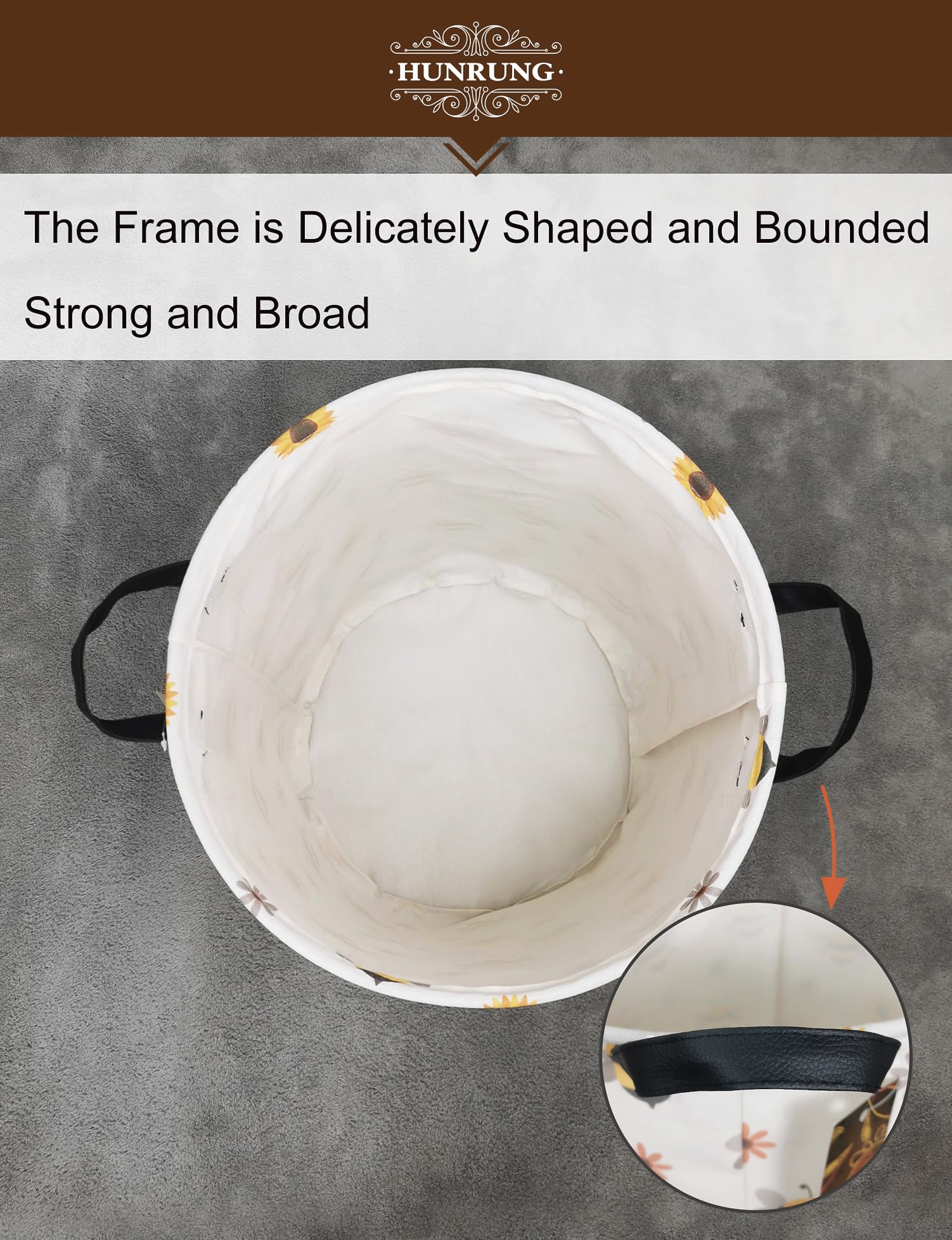 HUNRUNG Round-Bee laundry hamper in a dorm room setup for organized spaces