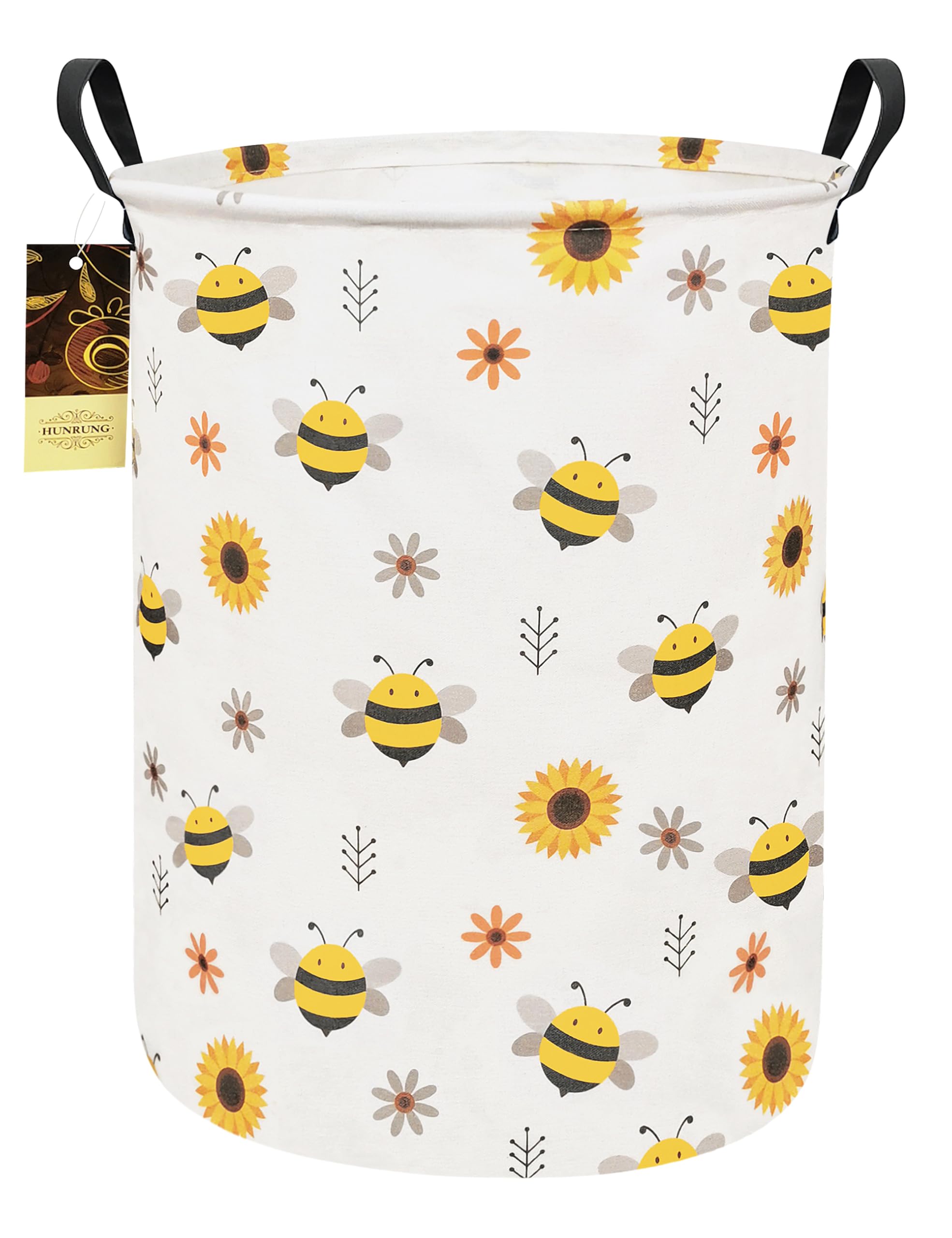 HUNRUNG Round-Bee laundry hamper front view for easy laundry sorting
